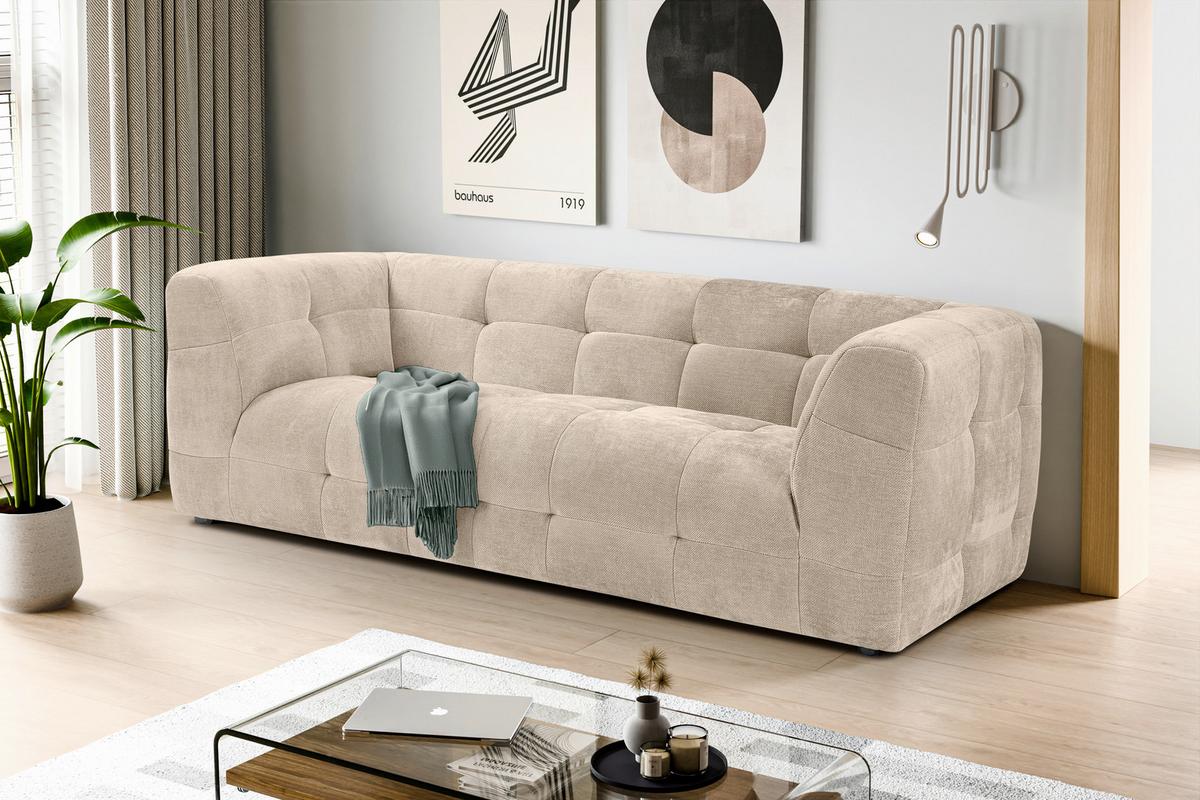 3-Sitzer-Sofa Tenso Beige - Beige/Schwarz, Basics, Holz/Kunststoff (217/72/96cm) - MID.YOU