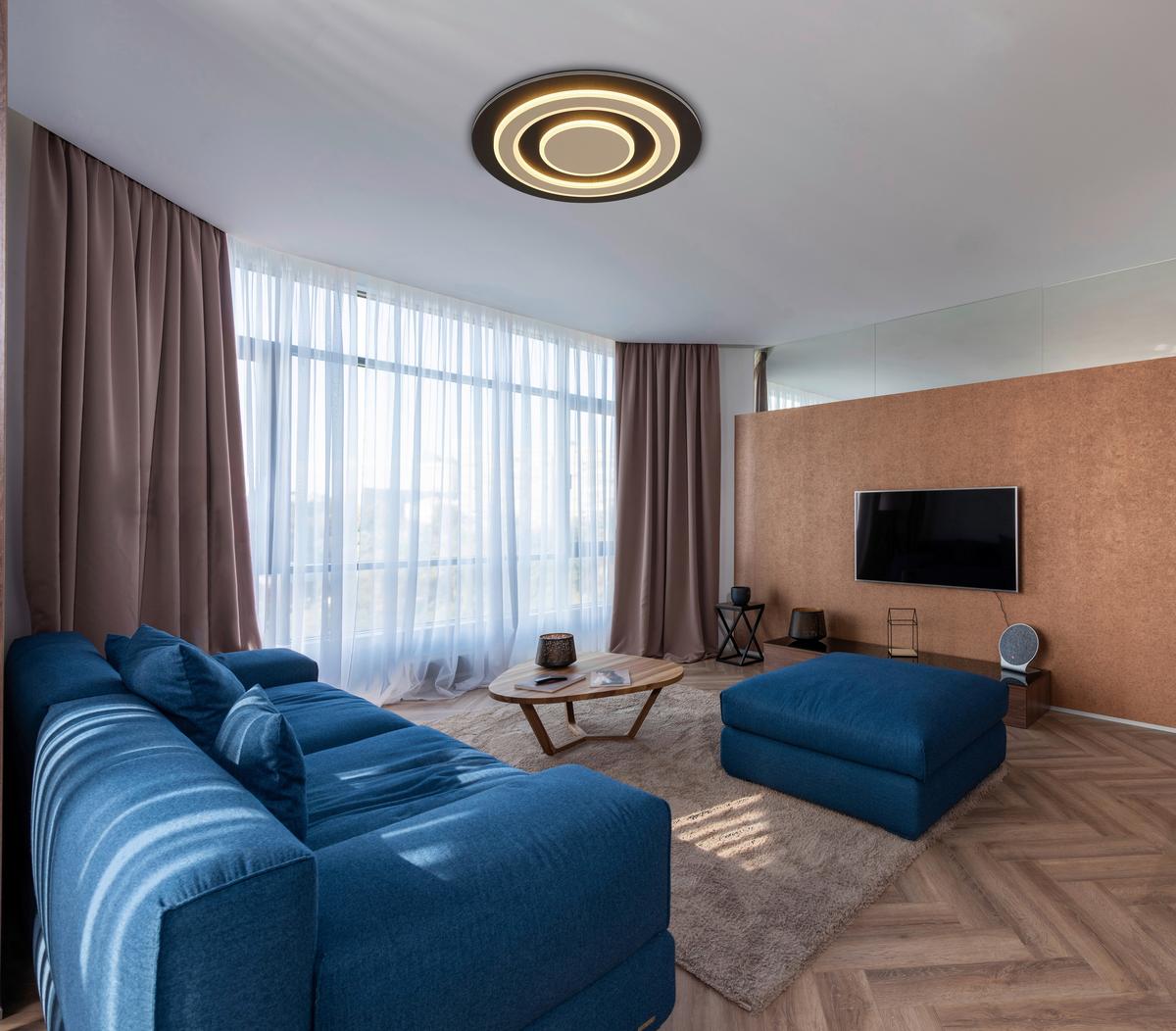 LAMPA SUFITOWA LYNN - czarny/opal, Design, tworzywo sztuczne/metal (48/5,2cm) - Novel