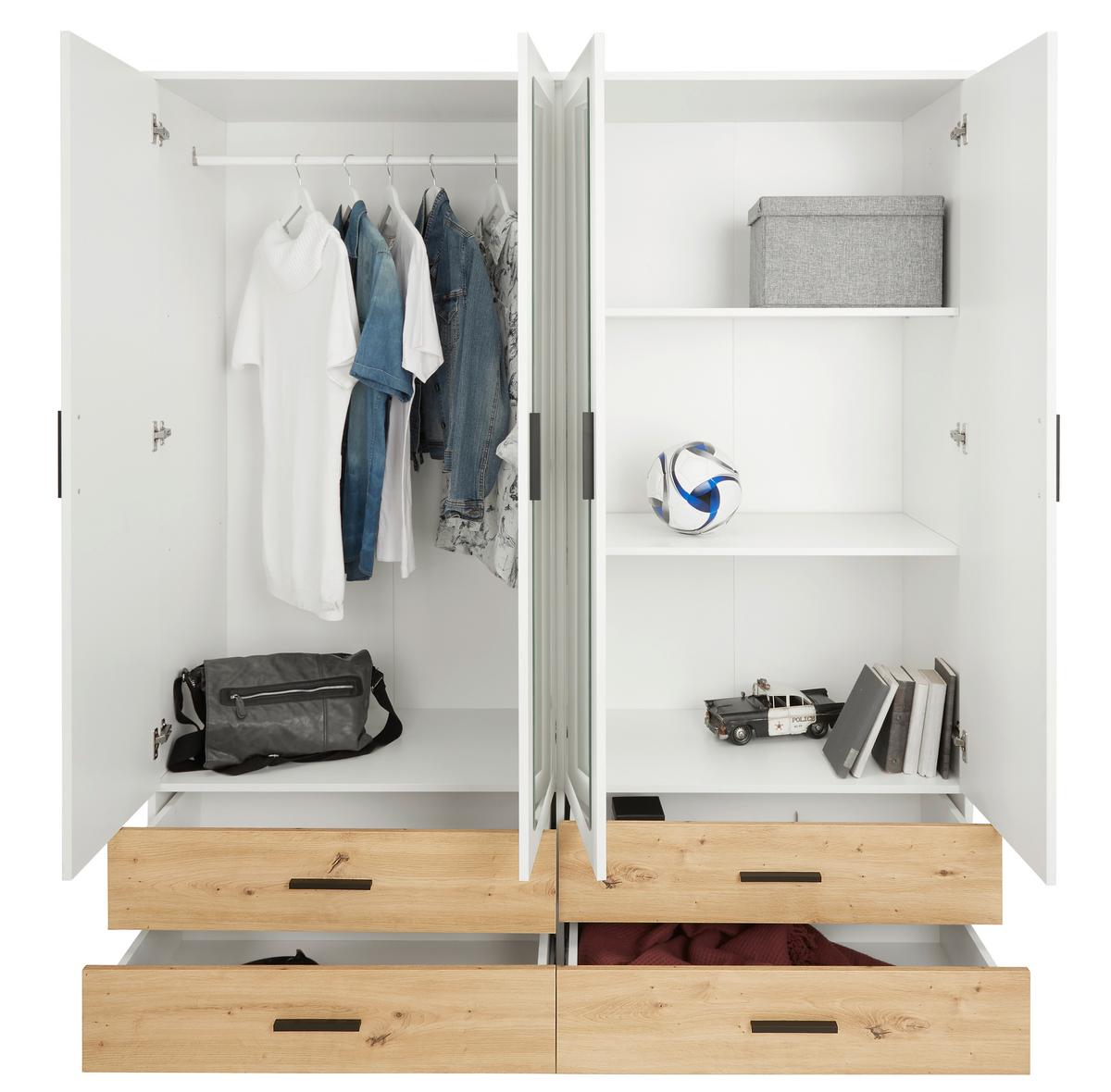 Kleiderschrank in Weiss/Eichefarben - Weiss/Schwarz, Konventionell, Holzwerkstoff/Kunststoff (168/188/52cm) - Mömax