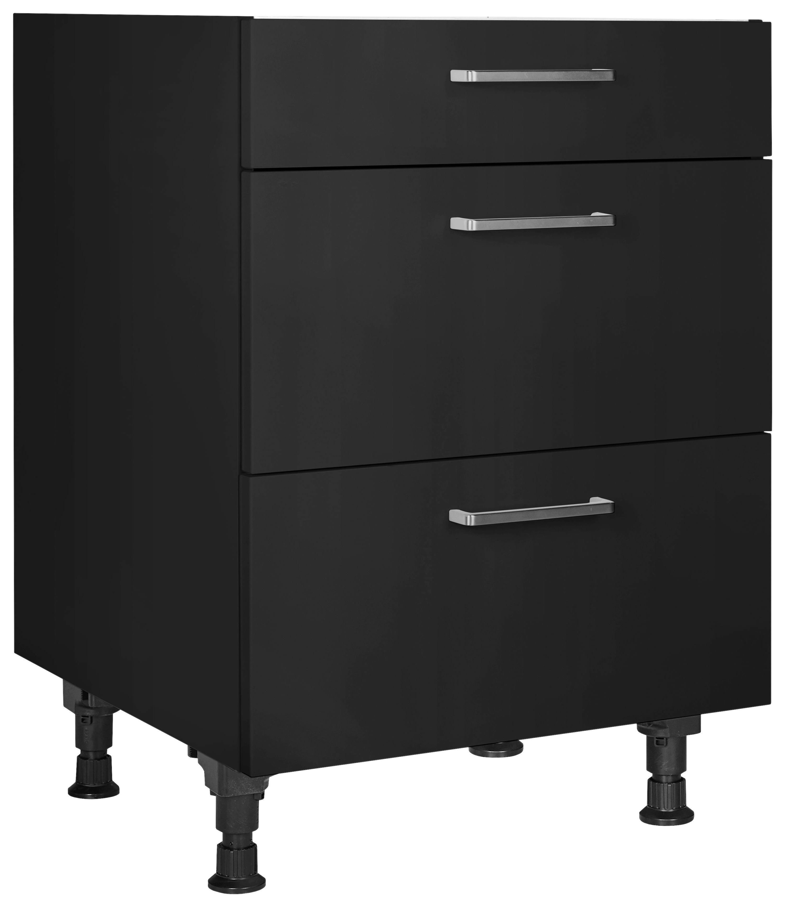Kochfeldumbauschrank Touch Schwarz - Edelstahlfarben/Schwarz, MODERN, Holzwerkstoff/Metall (60/87/56cm) - Nobilia