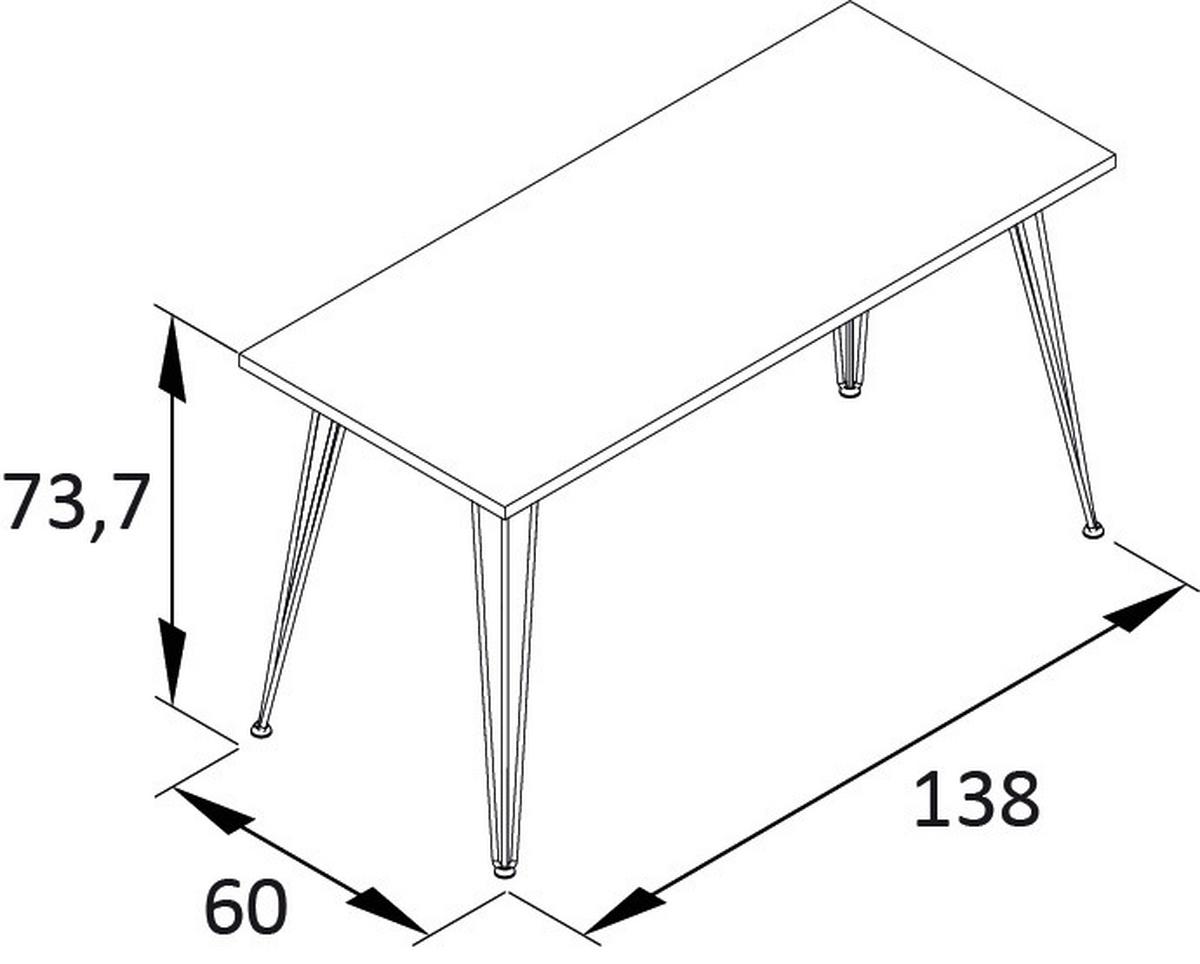Schreibtisch Emmik Schwarz/Eichefarben - Eichefarben/Schwarz, MODERN, Holzwerkstoff/Metall (138/60/73,7cm) - MID.YOU