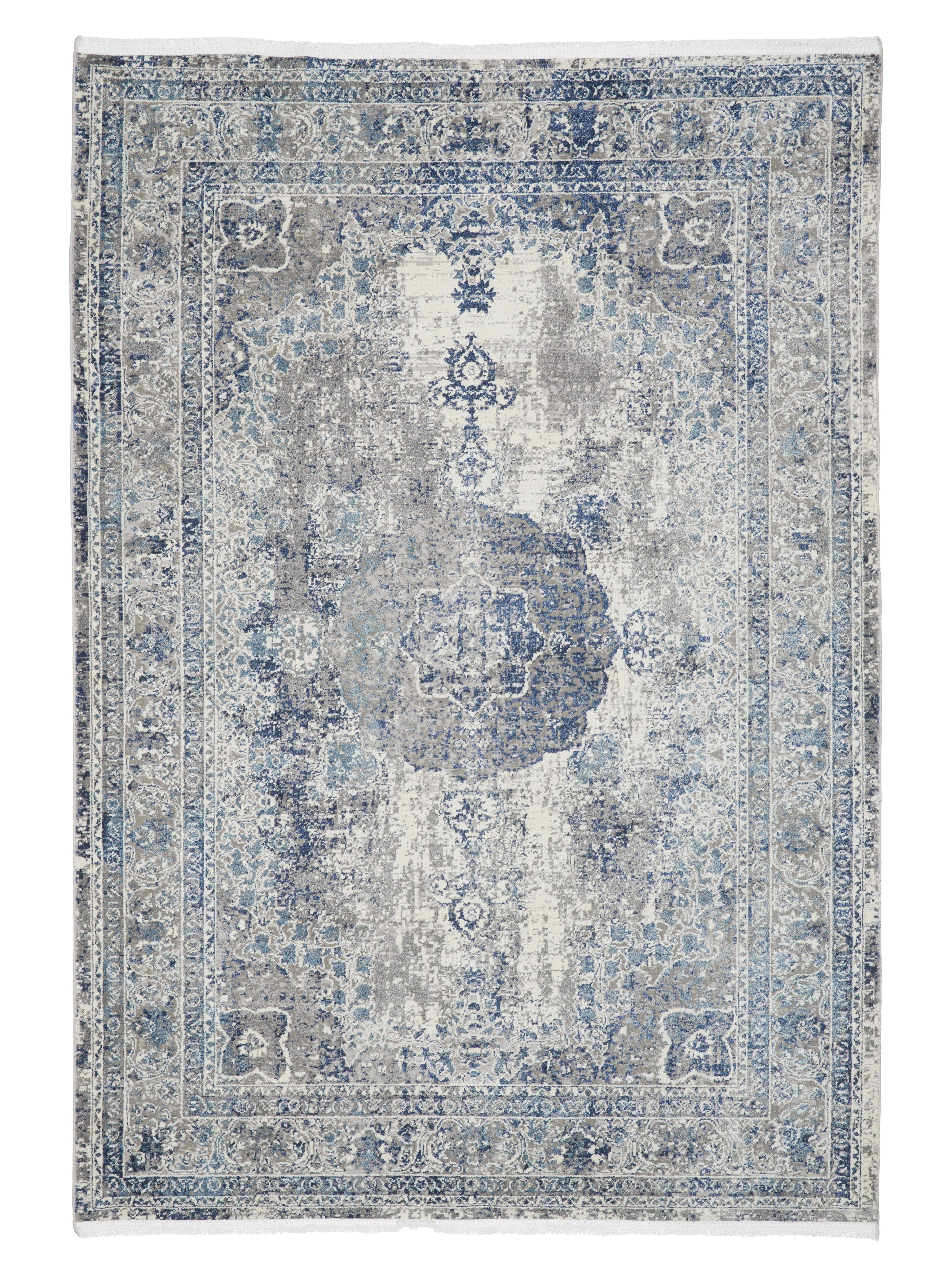 Webteppich Marcus 1 in Hellblau ca. 80x150cm - Creme/Hellblau, Textil (80/150cm) - Mömax