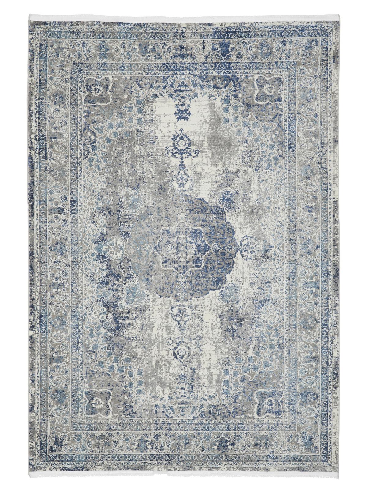 Webteppich Marcus 1 in Hellblau ca. 80x150cm - Creme/Hellblau, Textil (80/150cm) - Mömax