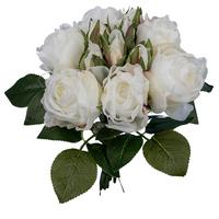 Kunstpflanze Rosenstrauss I Weiss/Grün - Weiss/Grün, Romantik / Landhaus, Kunststoff (30cm) - Mömax