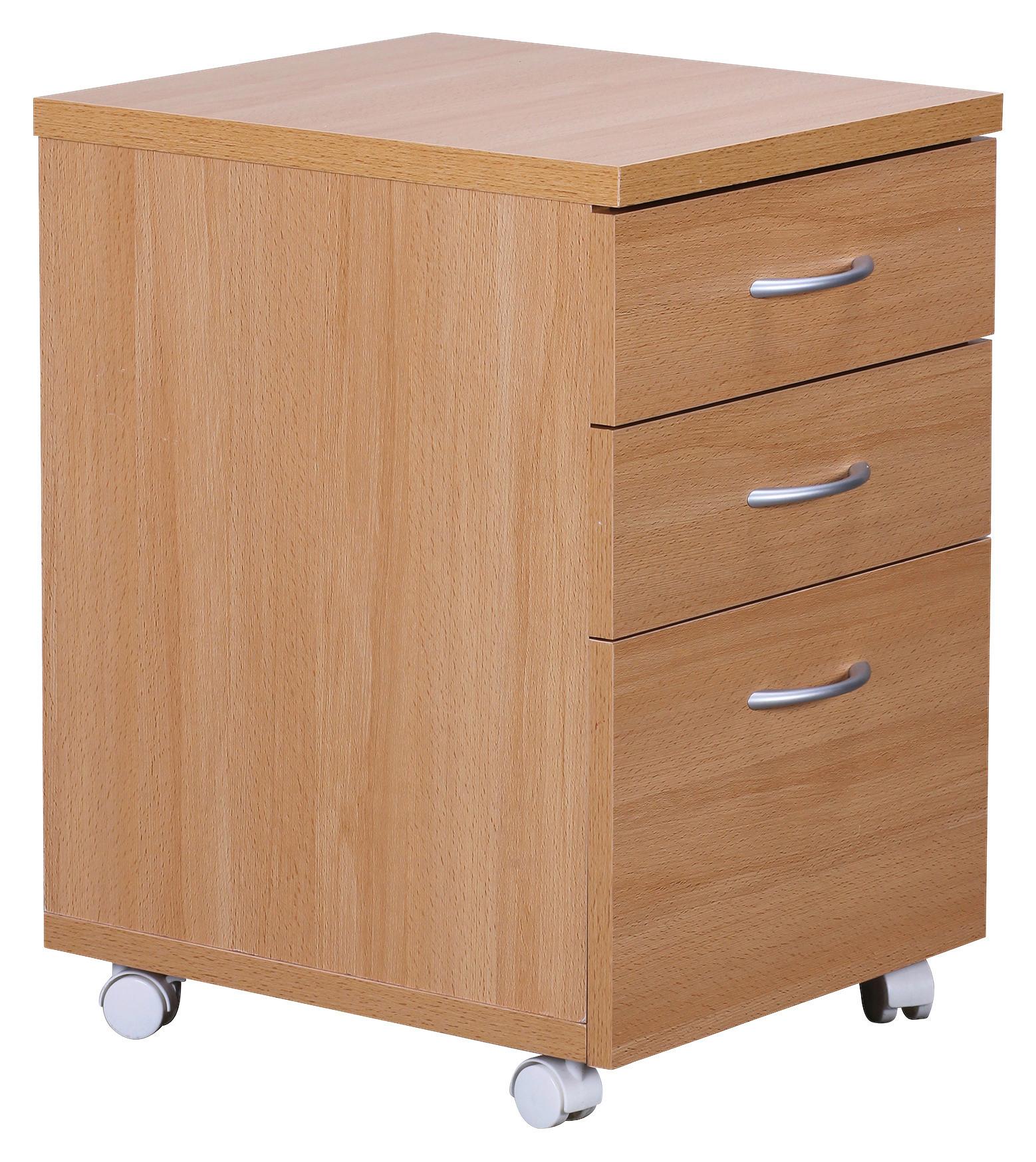 Rollcontainer Kilian ca. 40x60x45 cm Buchefarben - Silberfarben/Buchefarben, KONVENTIONELL, Holzwerkstoff/Kunststoff (40/60/45cm) - MID.YOU