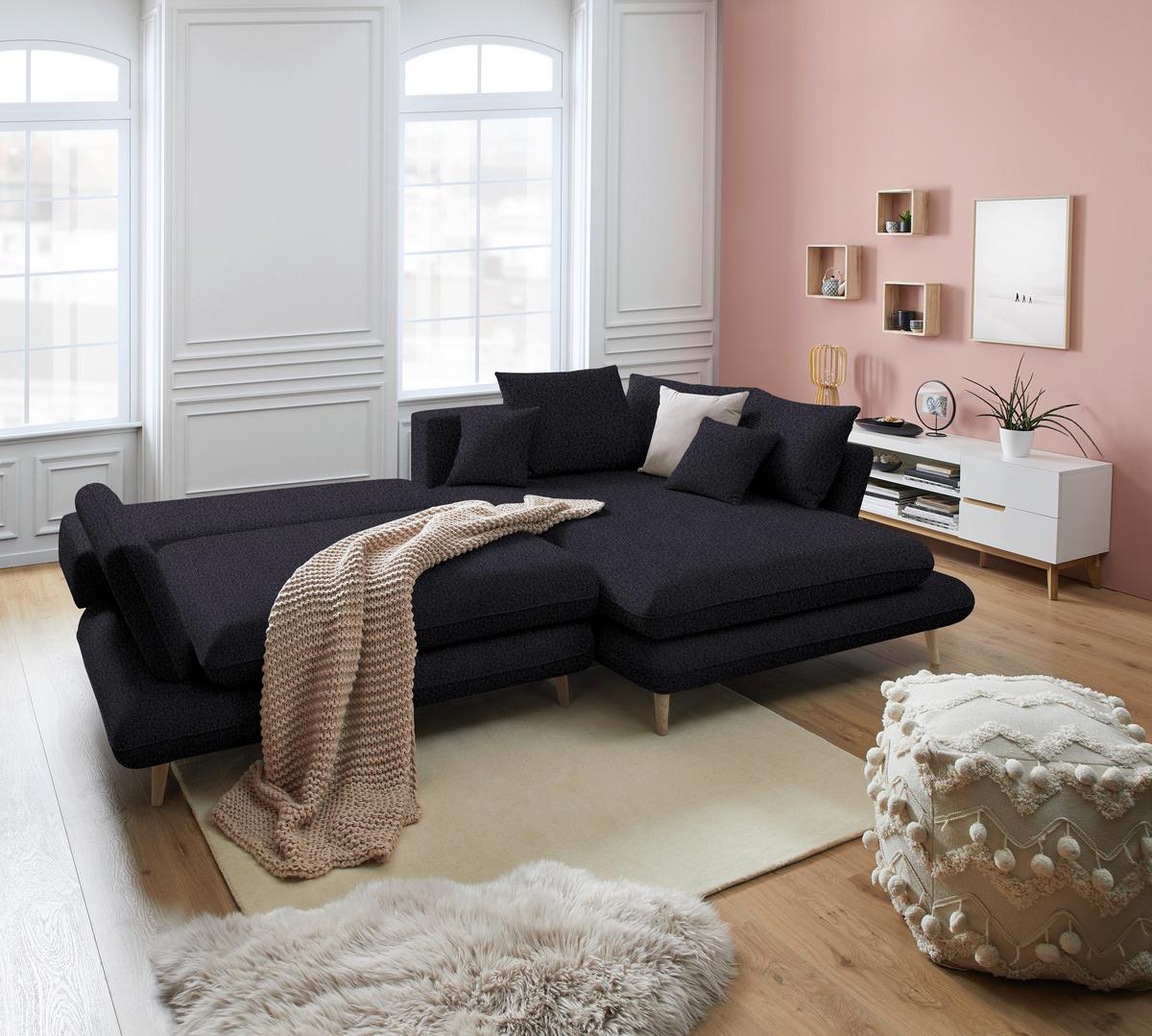 Coltar MONTE - negru, Romantik / Landhaus, lemn/textil (283/181cm) - Based