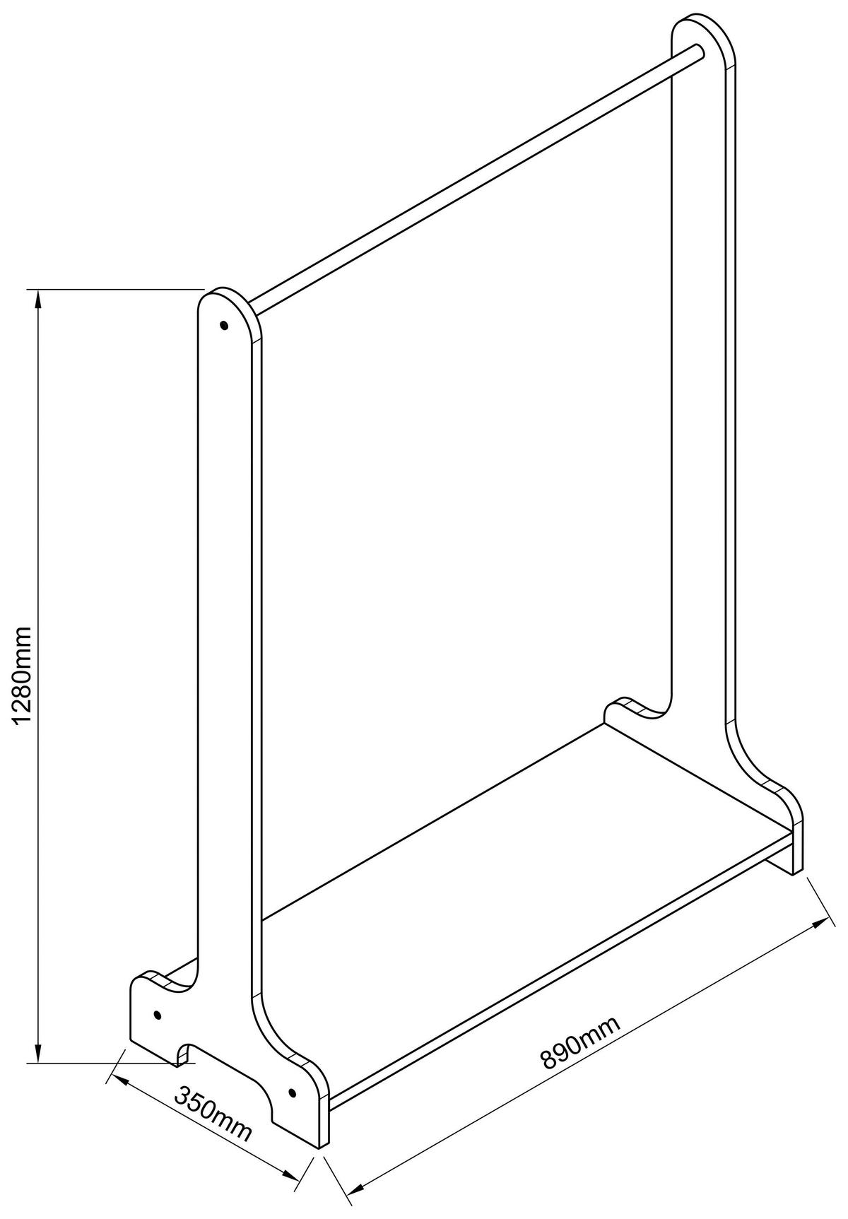 Garderobni Obešalnik Lempu M, Antracit - antracit, Design, kovina/leseni material (89/128/35cm) - MID.YOU