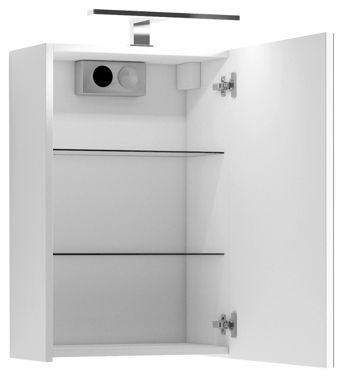 Spiegelschrank Spree mit LED 1 Tür BHT 40x60x20 cm Weiß - MODERN, Glas/Holzwerkstoff (40/60/20cm) - MID.YOU