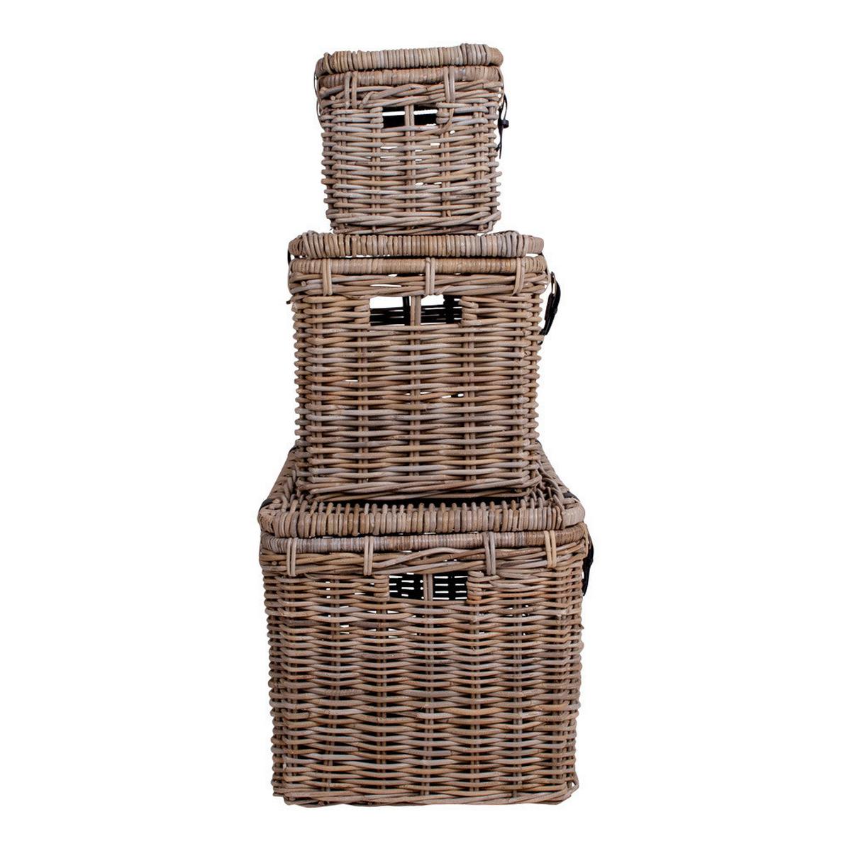 Korbset Depot Storage Trunk Naturfarben, 3er Set - Naturfarben, Basics, Naturmaterialien (81/48/51cm)