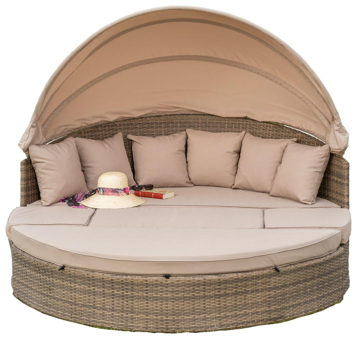 Vrtni Ležalnik Riva, Blazine - bež/naravne barve, Konvencionalno, kovina/umetna masa (180/88/183cm) - Gardenson