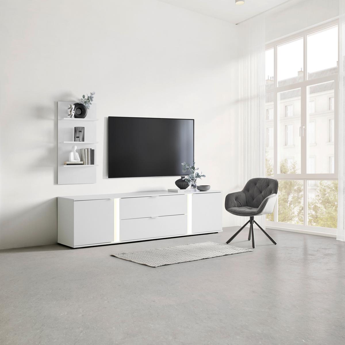 TV-Element Delio Weiß - Schwarz/Weiß, MODERN, Holzwerkstoff/Kunststoff (190/150/42cm) - Mömax