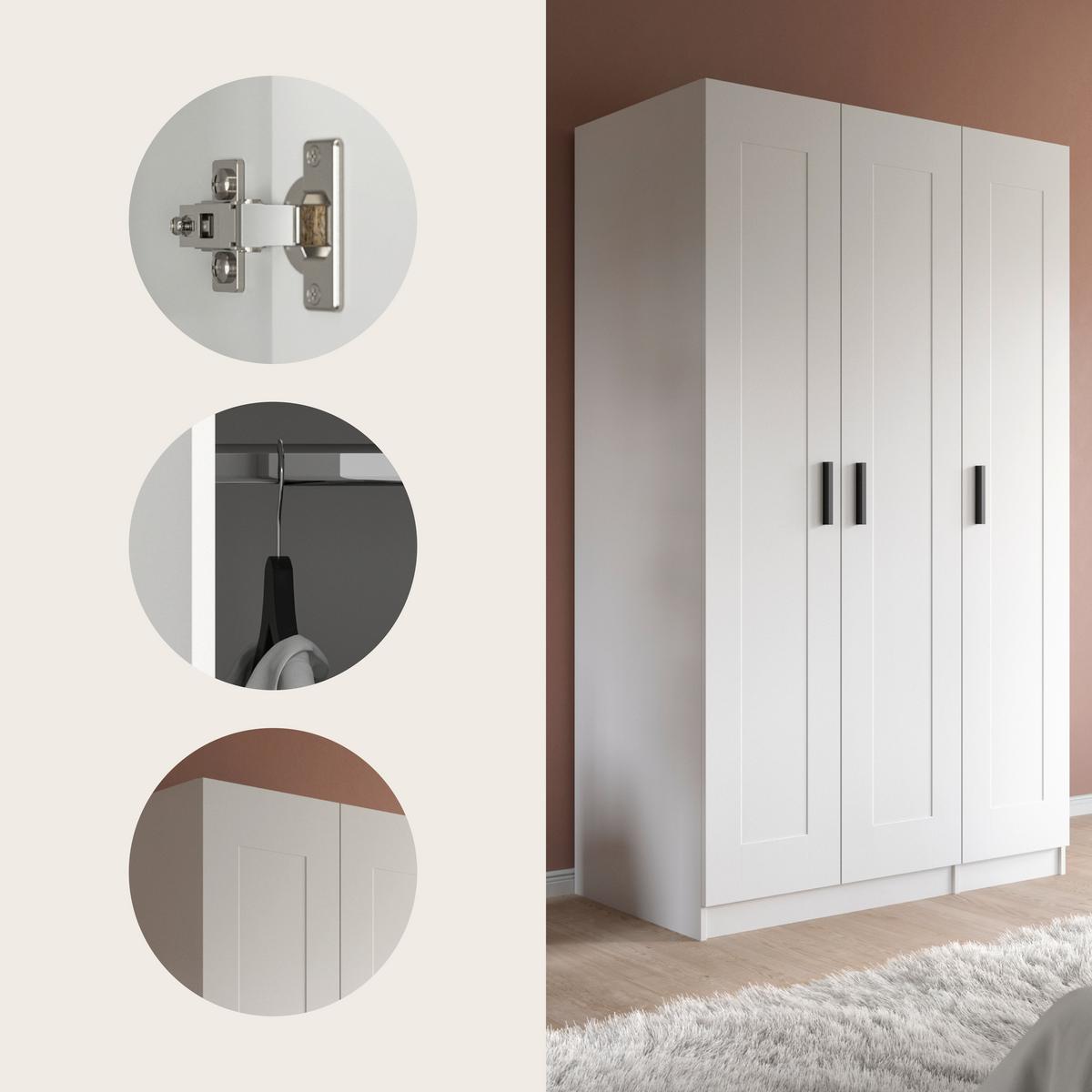 Drehtürenschrank Visby Weiß - Schwarz/Weiß, ROMANTIK / LANDHAUS, Holzwerkstoff/Kunststoff (120/195/56cm) - Livetastic