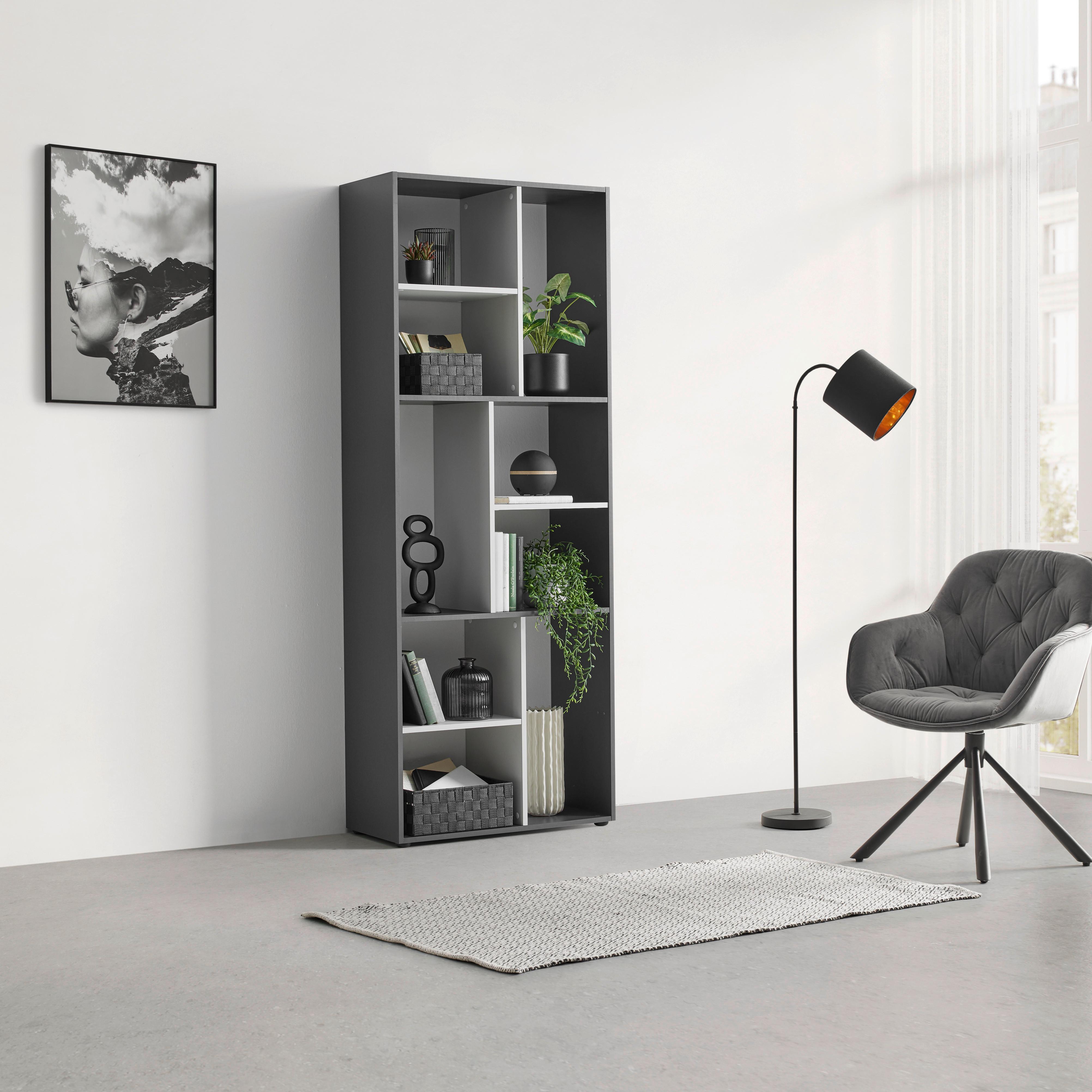 Regal Ibiza Anthrazit/Weiß - Schwarz, KONVENTIONELL, Holzwerkstoff (71/186/33cm) - Mömax