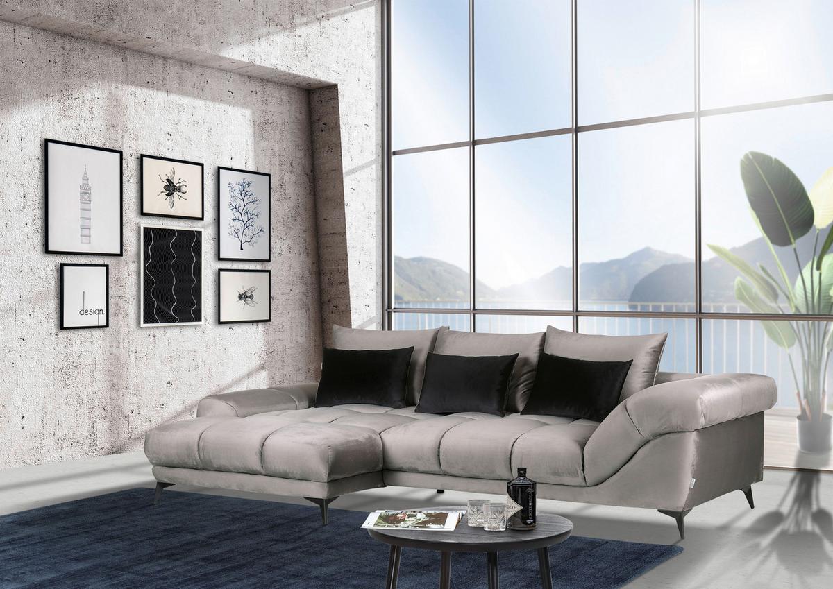 NAROŻNIK YANIS - jasnoszary/czarny, Modern, metal/tkanina (183/312cm) - Mömax