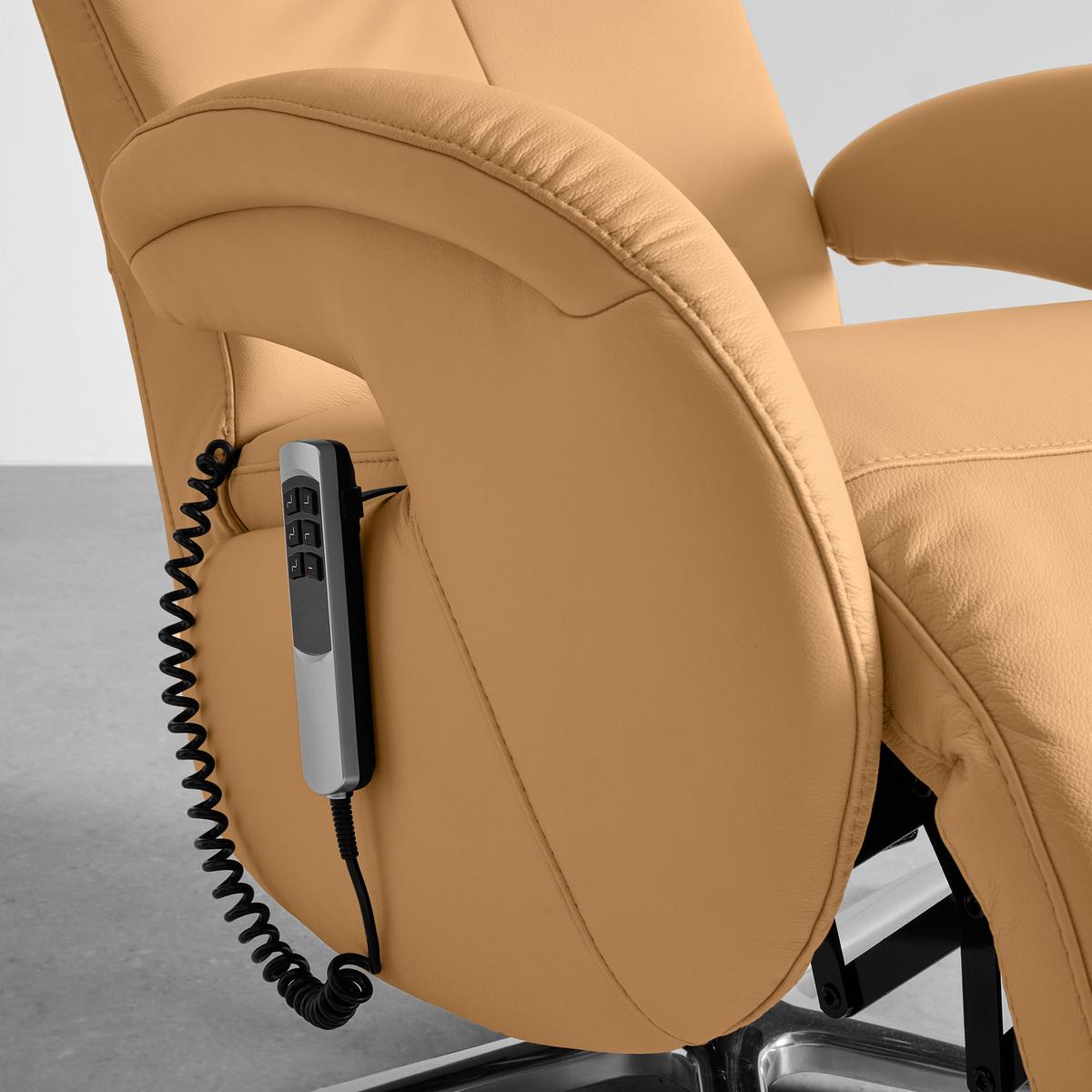 Relaxsessel Sitting 2 Cappuccino - Chromfarben/Cappuccino, MODERN, Leder (70/111/80cm) - Premium Living