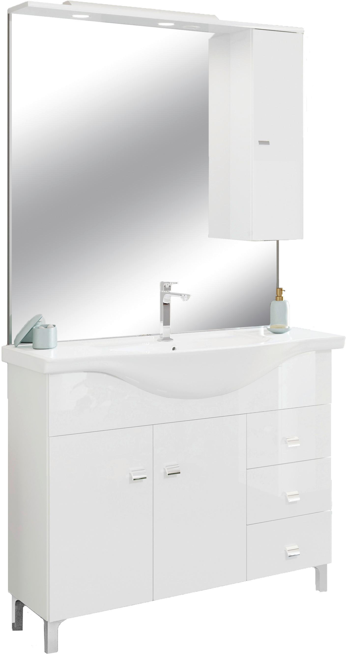 Fürdőszobablokk Smart 105 - fehér, Modern, faalapú anyag/kerámia (106/193/50cm)