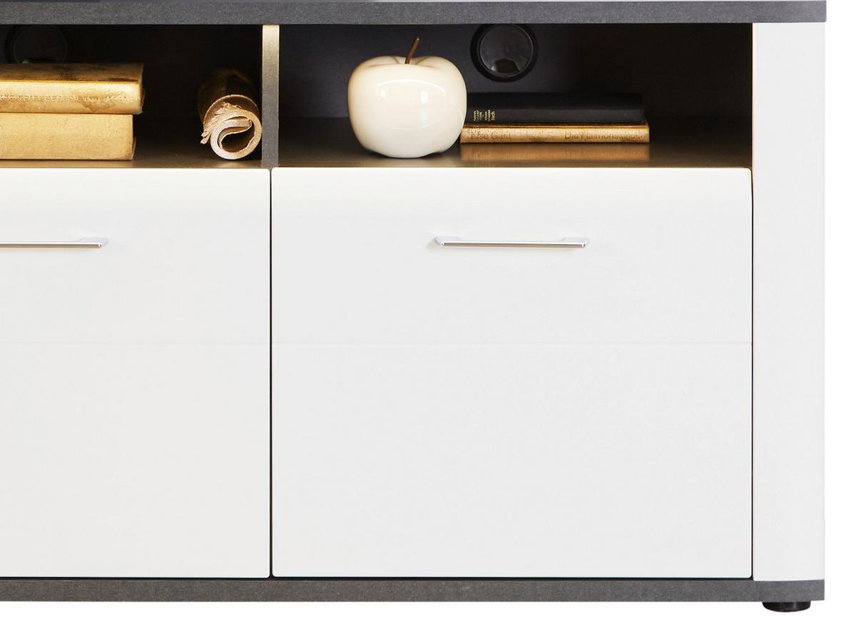 Element TV Alassio Alassio - alb/grafit, Modern, material pe bază de lemn (156,3/62/40,5cm) - Modern Living