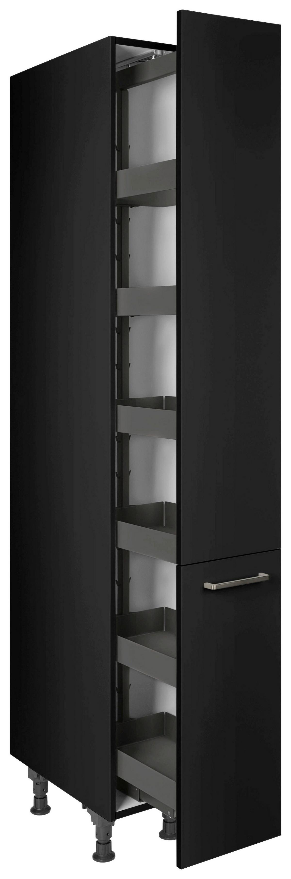 Apothekerschrank Touch Schwarz - Edelstahlfarben/Schwarz, MODERN, Holzwerkstoff/Metall (30/216,6/58cm) - Nobilia