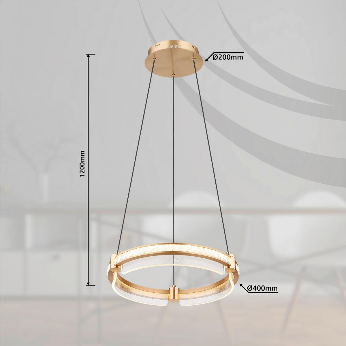 LED-HÄNGELEUCHTE 67196-36H  BLONDIE - Klar/Goldfarben, Design, Glas/Kunststoff (40/120cm) - Globo