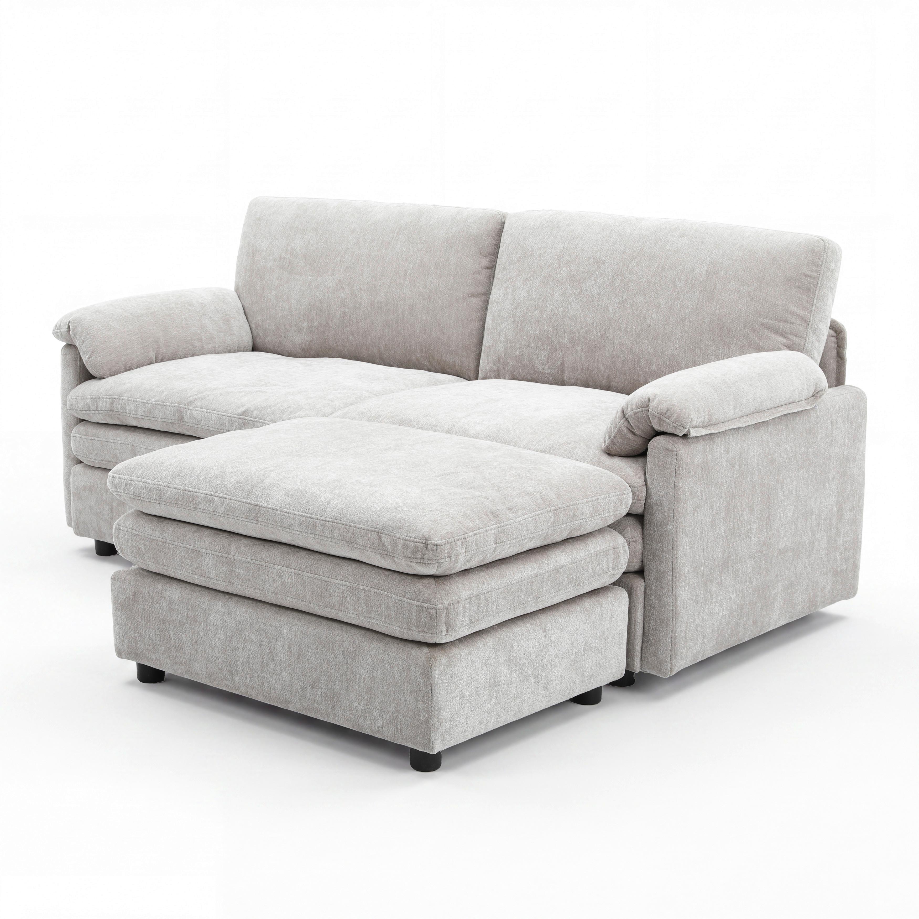 SOFFA ALESSIA - grå/svart, Modern, trä/textil (188/137cm) - Bessagi Home
