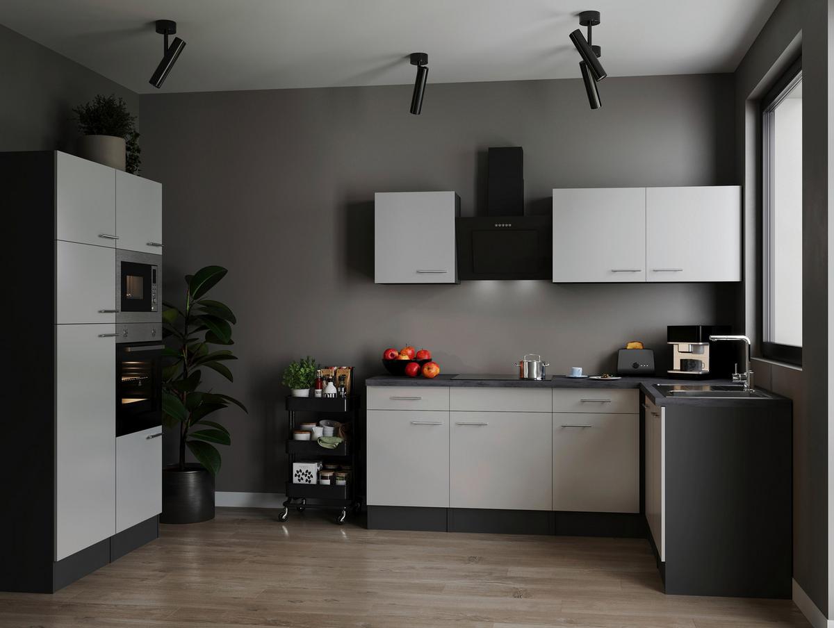 Kotna Kuhinja Z Aparati Oliver, 340x172cm - srebrne barve/siva, Design, kovina/leseni material (340/172cm) - Respekta