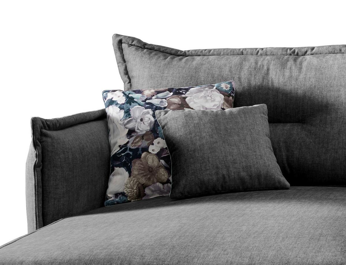 Wohnlandschaft Lava Grau Velours - Türkis/Schwarz, MODERN, Textil/Metall (180/255cm) - Livetastic