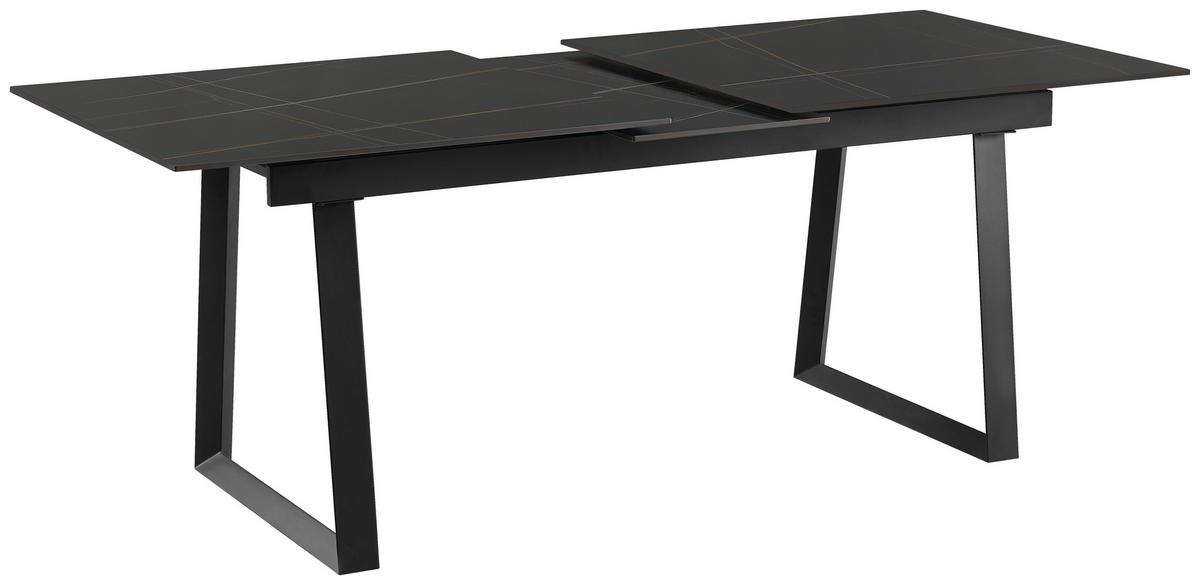 Ausziehtisch Carlos Schwarz - Schwarz, Modern, Stein/Metall (180-220/90/75cm) - Mömax