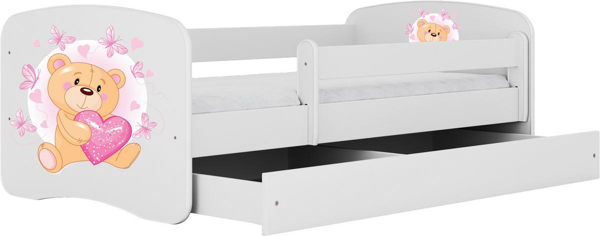 Otroška Postelja Babydreams, Bela, 80x160cm - bela/barve breze, Moderno, tekstil/leseni material (80/160cm) - MID.YOU