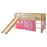 Spielbett "Manuel",aus Kiefer, kieferfarben/pink - Pink/Kieferfarben, Natur, Holz (90/200cm) - MID.YOU