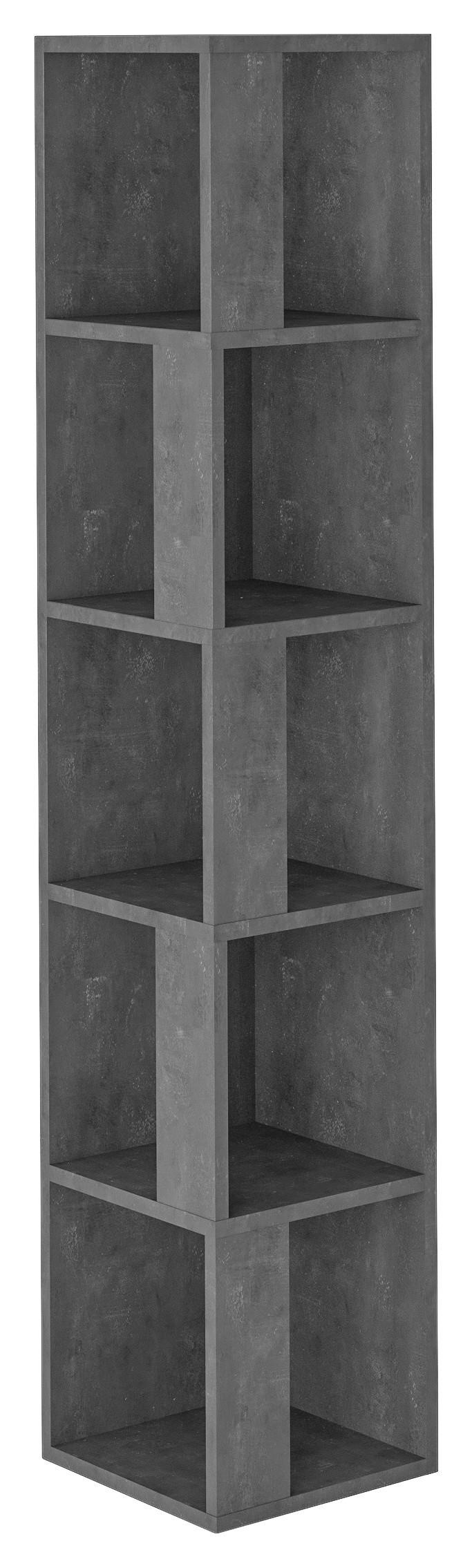 Eckregal PIANO Grau ca. 32x159x32 cm - Grau, Design, Holzwerkstoff (32/159/32cm) - Livetastic