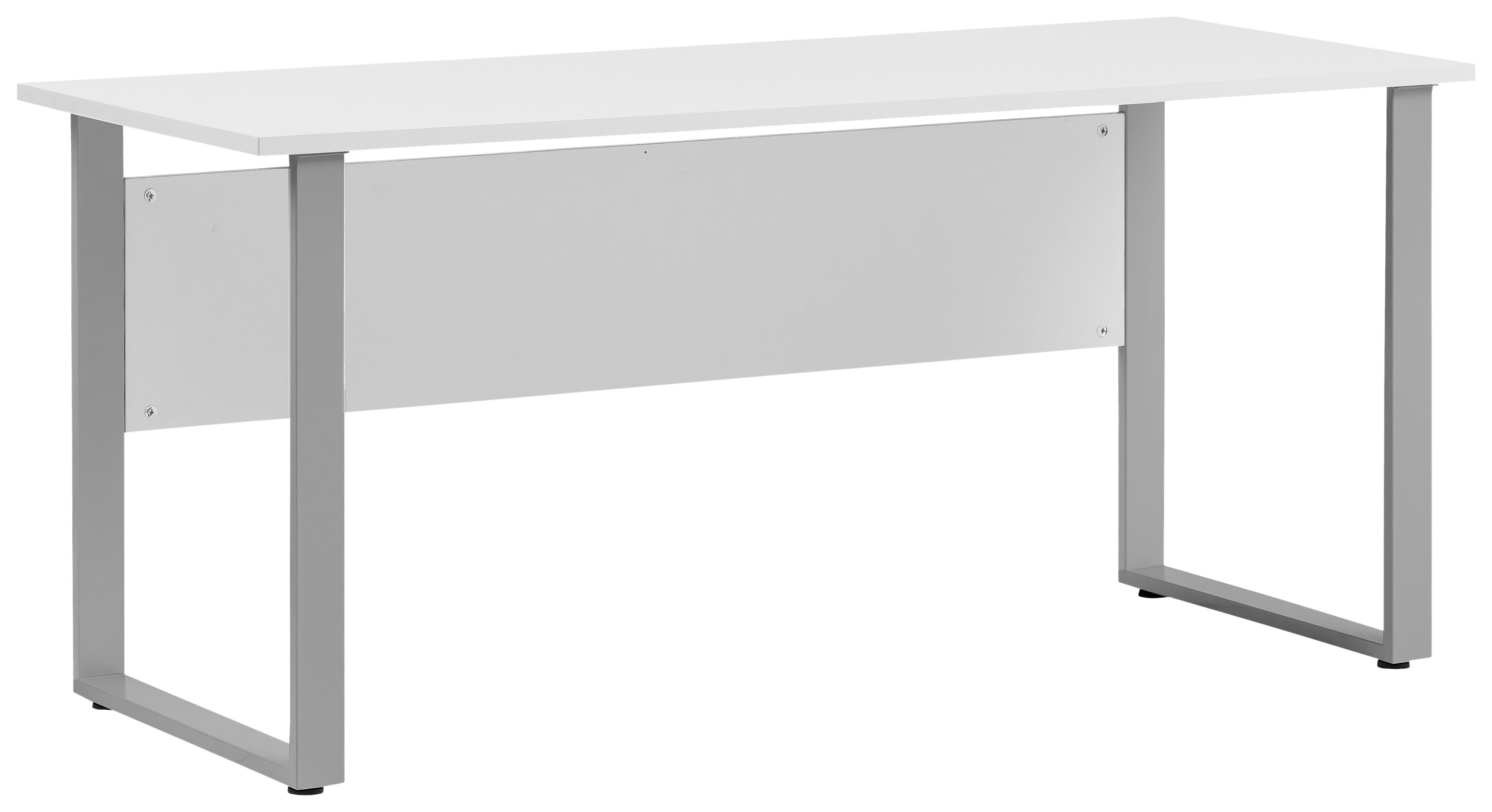 Schreibtisch "Office" ca 160x75 cm , weiß - Silberfarben/Weiß, KONVENTIONELL, Holzwerkstoff/Metall (160/75/73,5cm) - MID.YOU