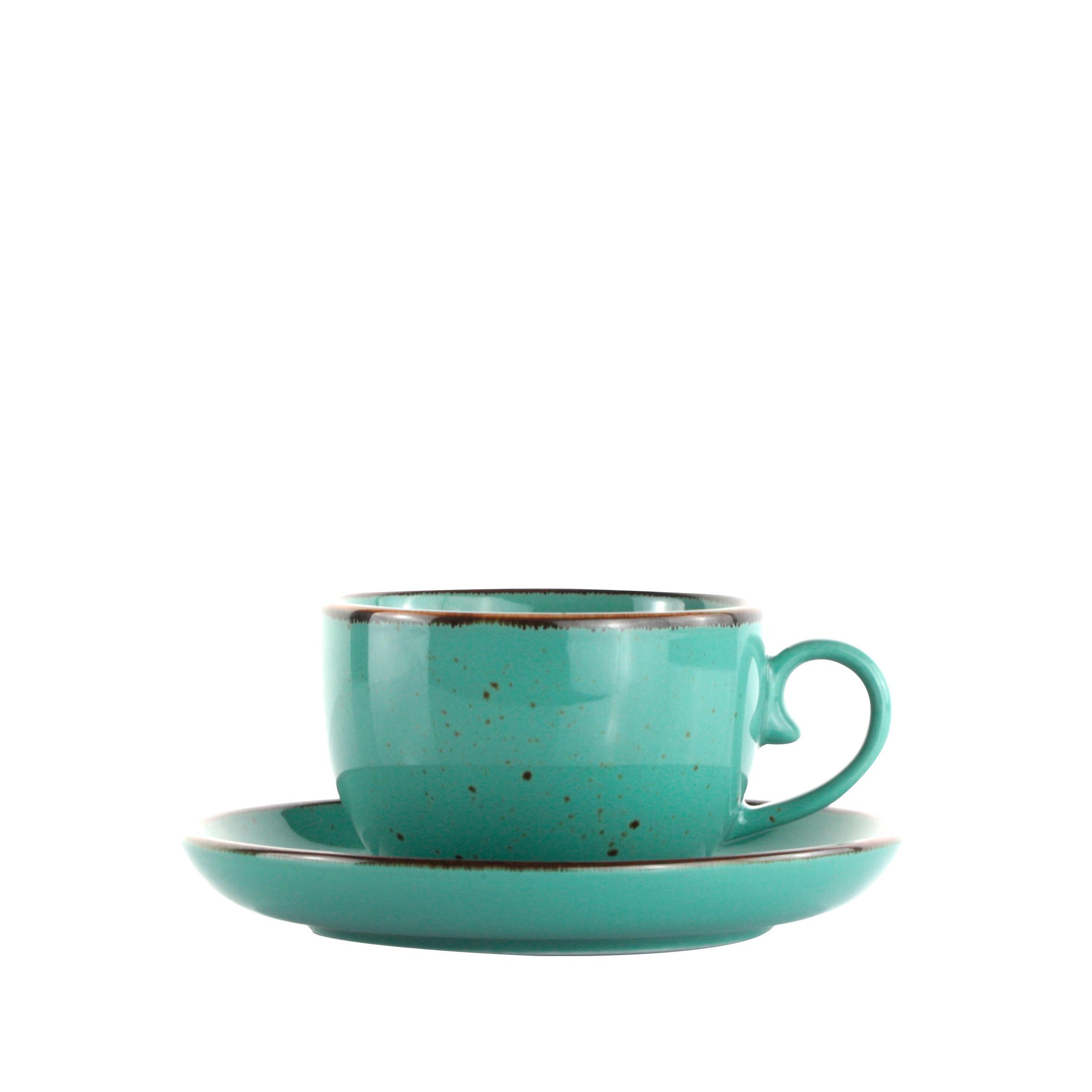 Kaffeetasse mit Untertasse Capri Grün - Grün, MODERN, Keramik - Mömax