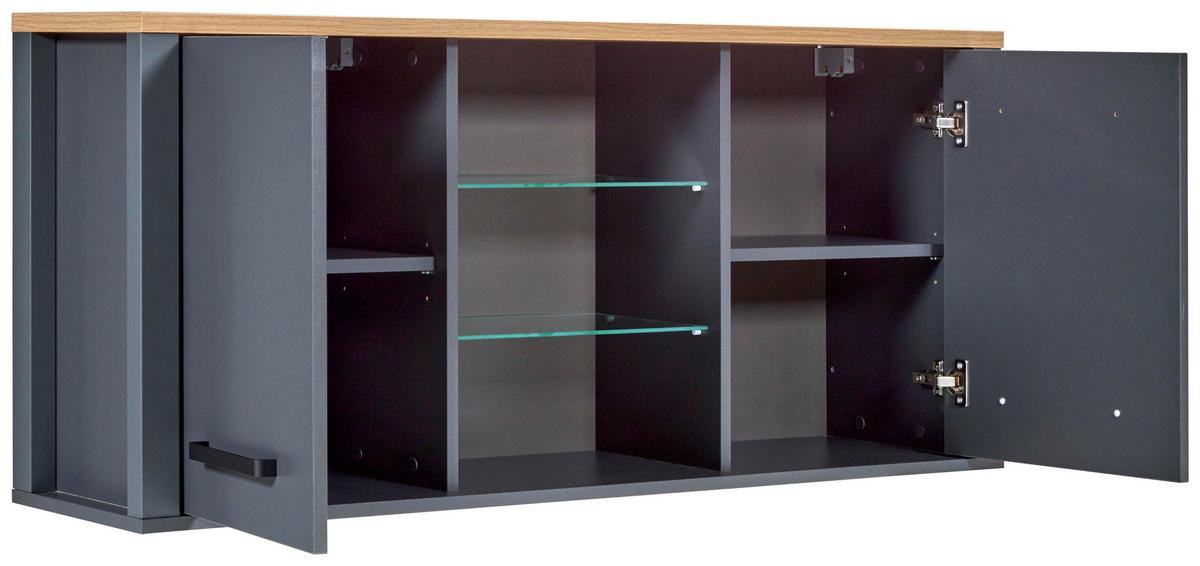 Hängeschrank Venet, Anthrazit/Artisan Eiche - Anthrazit/Schwarz, MODERN, Glas/Holzwerkstoff (130,3/57,5/33cm) - Mömax