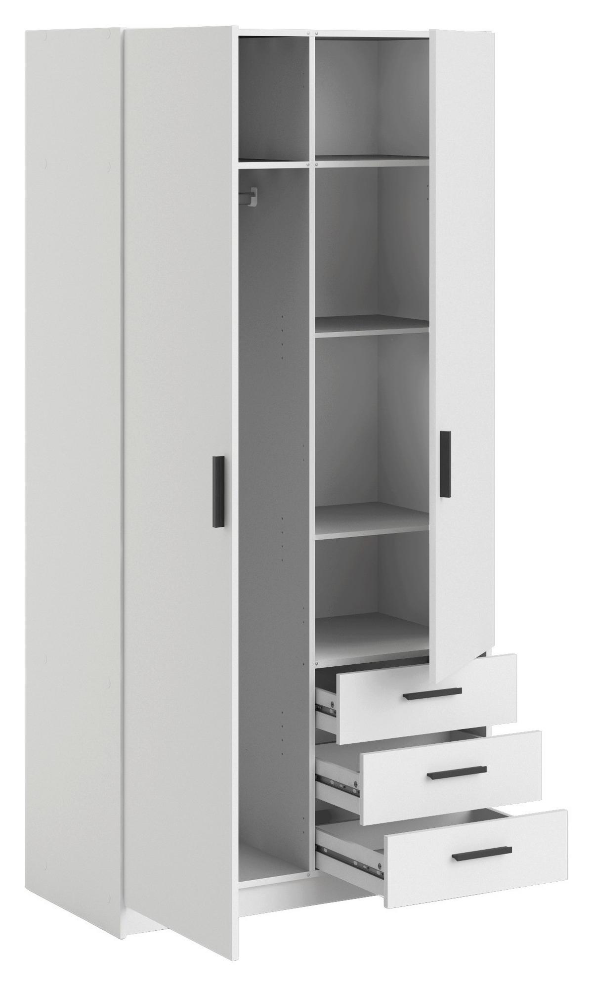 Omara Za Oblačila Sprint, Bela - črna/bela, Basics, kovina/leseni material (98,5/200,4/49,8cm) - MID.YOU