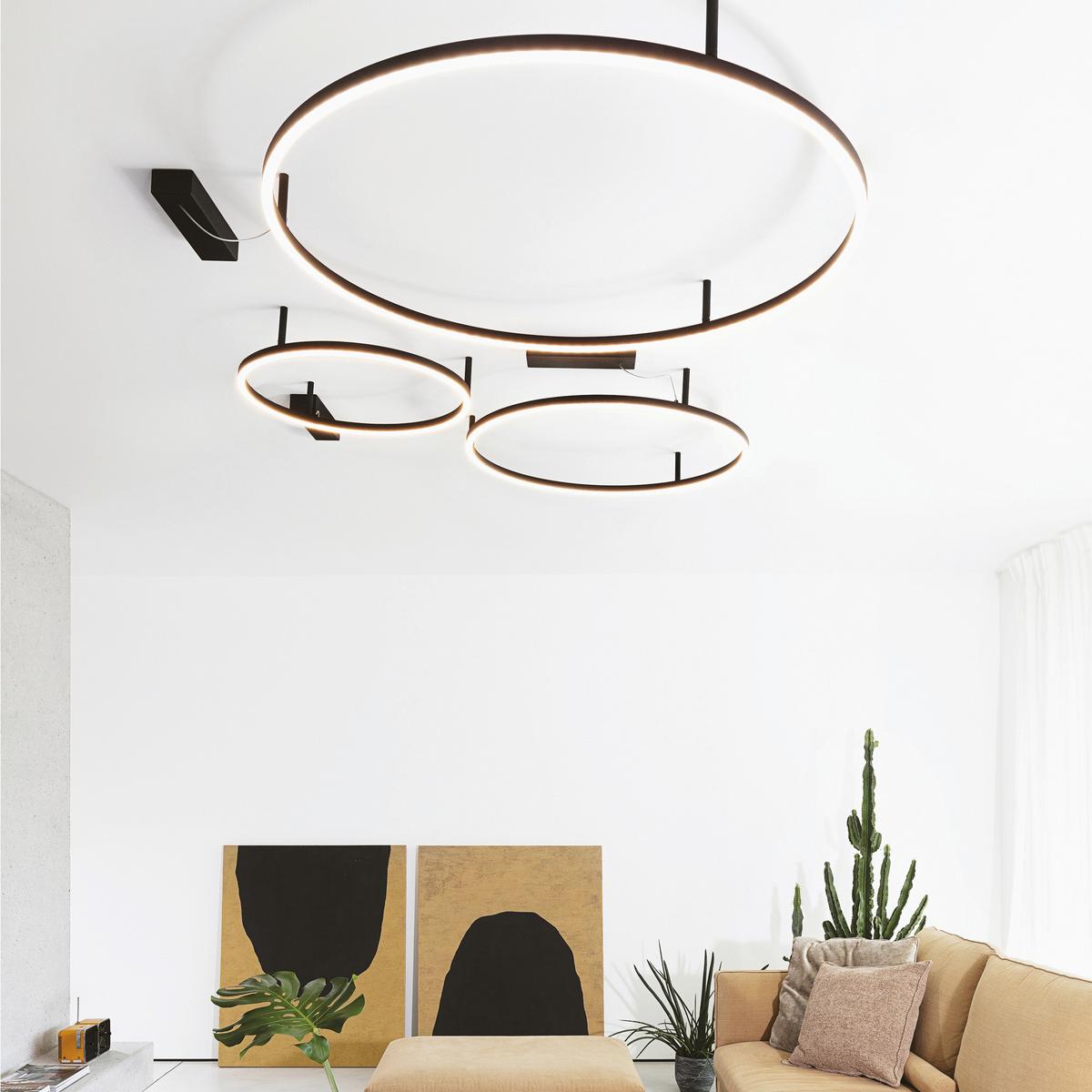 LED-Deckenleuchte Oracle Schwarz max. 38 Watt - Schwarz, Design, Kunststoff/Metall (70/70/7cm) - Ideal Lux
