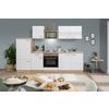 Küchenblock Merle mit Geräten ca. 270 cm Weiß - Edelstahlfarben/Eichefarben, Basics, Holzwerkstoff/Metall (270cm) - Respekta