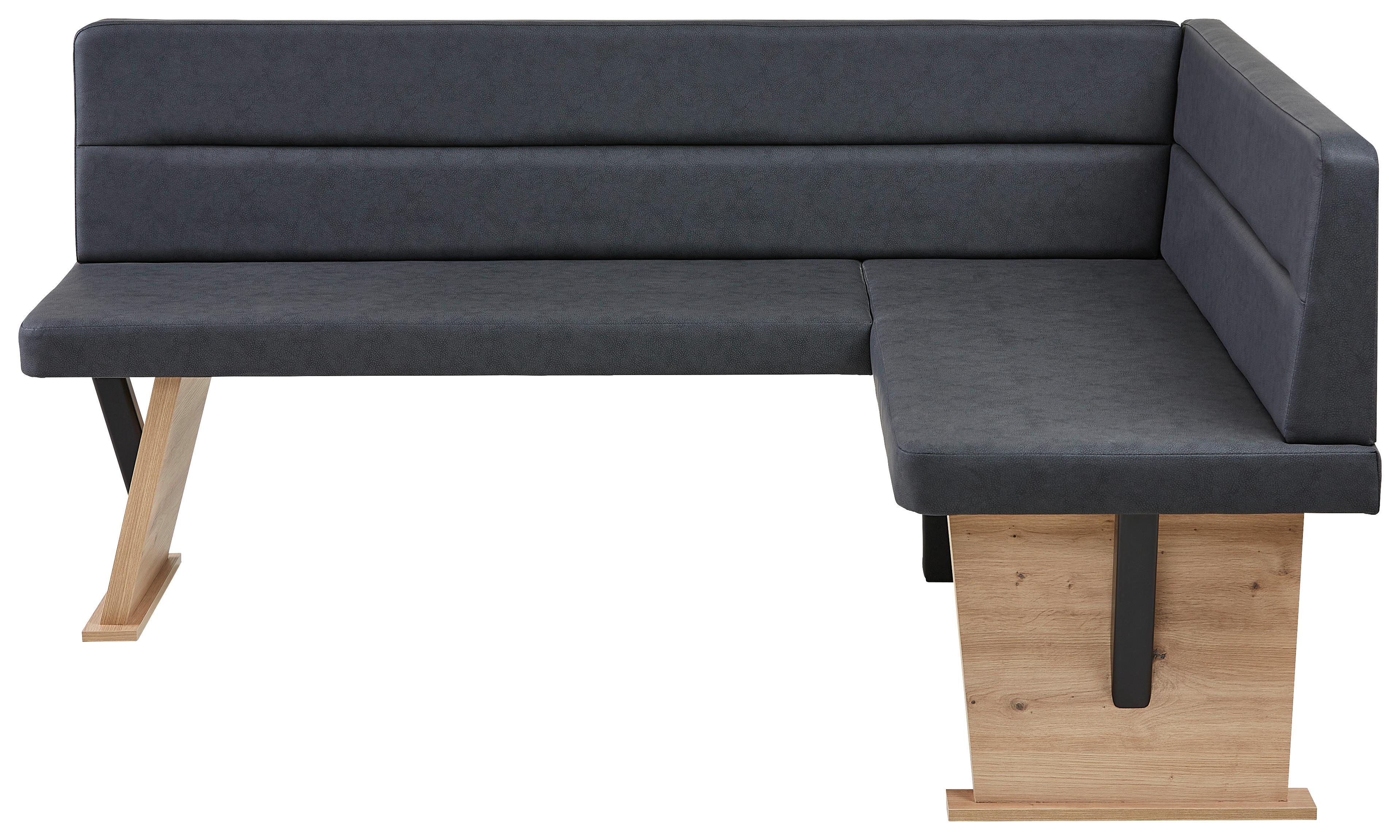 Eckbank Solar in Schwarz Lederlook - Schwarz/Eiche Artisan, Basics, Holz/Textil (181/85/141cm) - Based