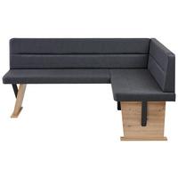 Eckbank Solar in Schwarz Lederlook - Schwarz/Eiche Artisan, Basics, Holz/Textil (181/85/141cm) - Mömax