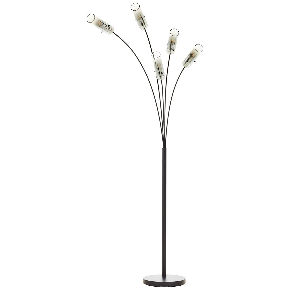 Bogenleuchte Glasini Schwarz max. 25 Watt - Schwarz/Grau, Design, Glas/Metall (200cm) - Brilliant