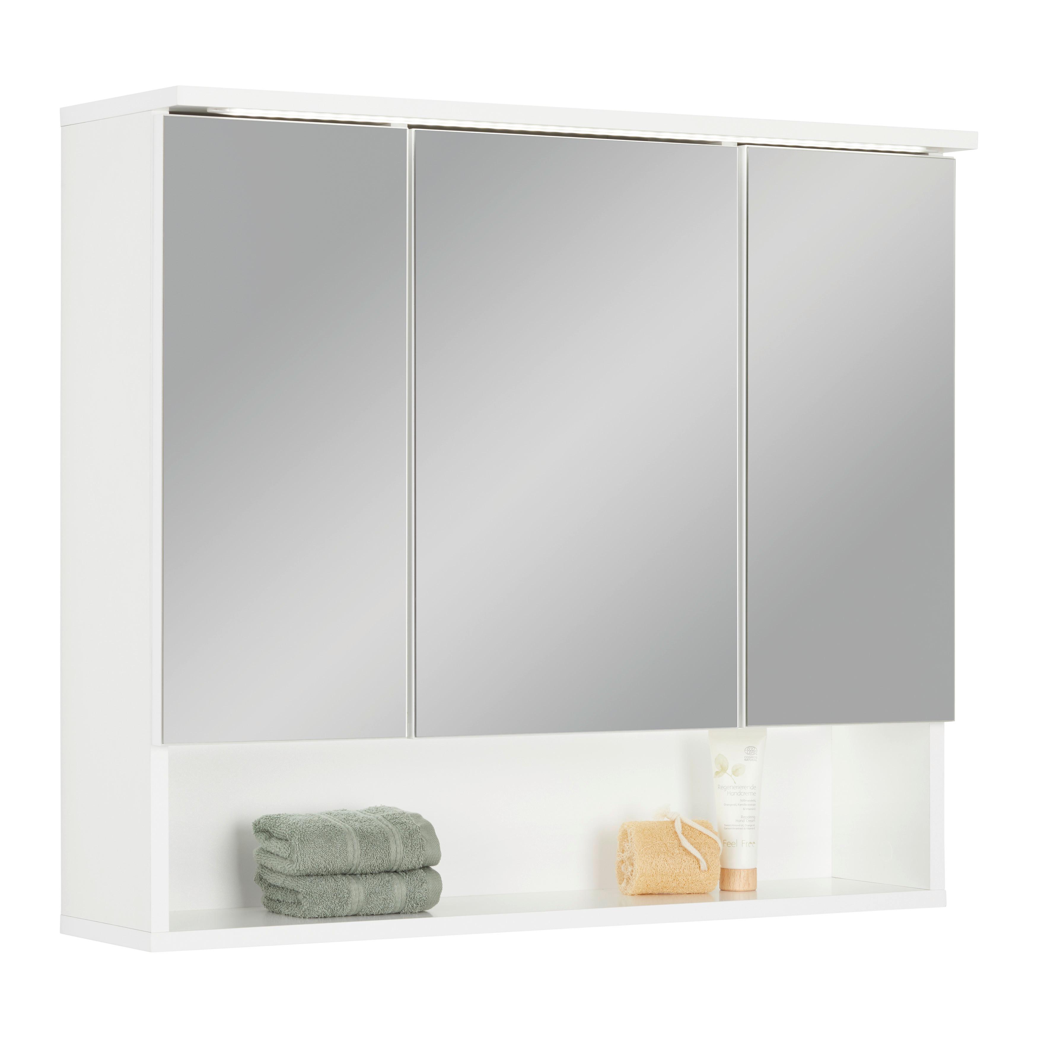 Spiegelschrank Best 80 in Weiß - MODERN, Glas/Holzwerkstoff (80/70/23cm) - Mömax