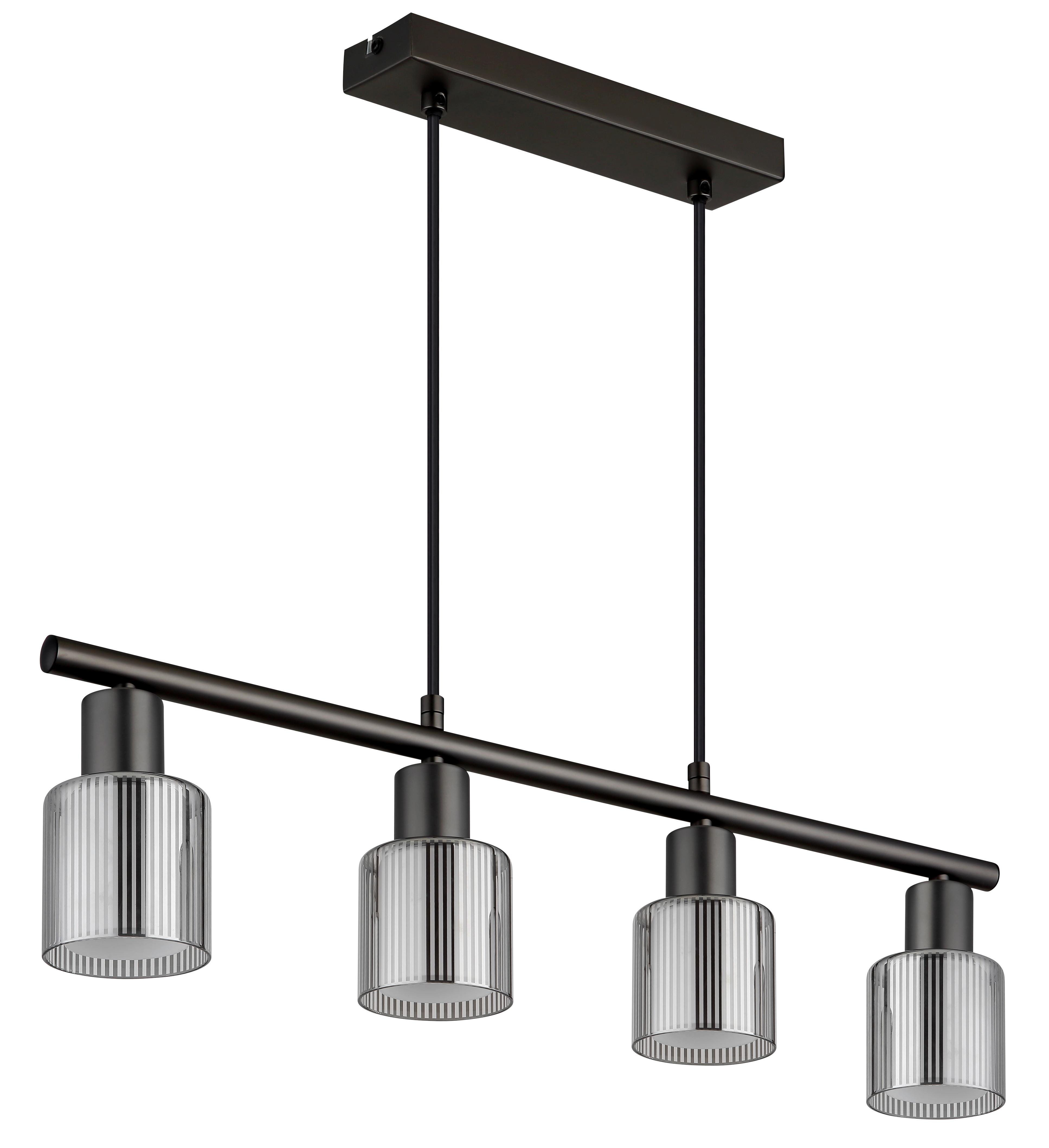 Viseća Svjetiljka Villegas - crni krom/crna, Design, staklo/metal (62/8/120cm) - Globo