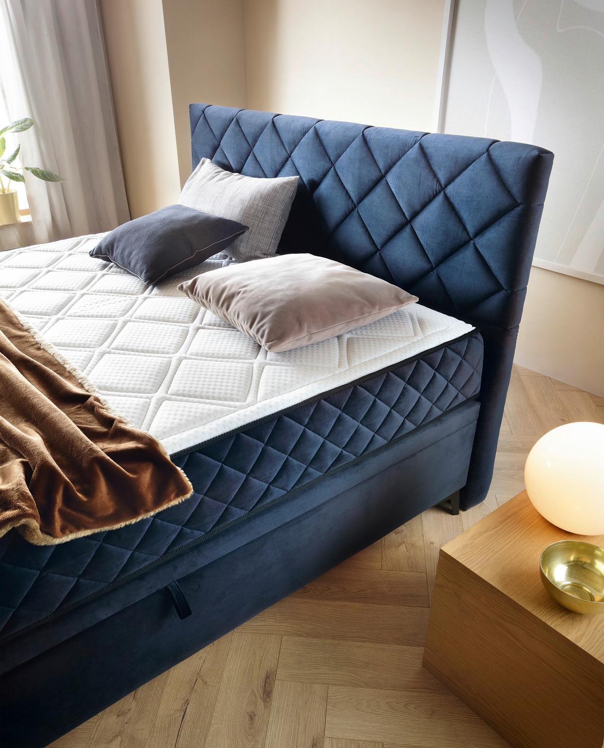Box Krevet Smart - tamno plava/crna, Moderno, drvni materijal/plastika (180/200cm) - Premium Living