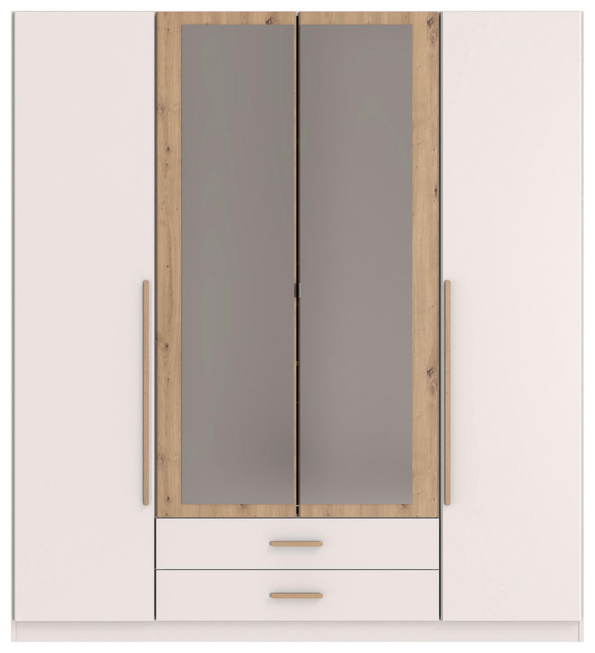 Drehtürenschrank Marburg Eiche Artisan/Weiß - Weiss/Eiche Artisan, Konventionell, Glas/Holzwerkstoff (180/199/58cm) - Mömax