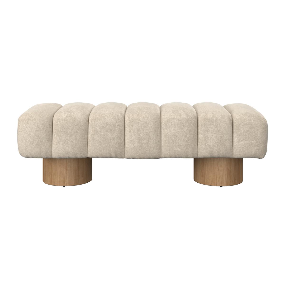 Sitzbank Alina Chenille Creme - Creme/Naturfarben, MODERN, Holz/Holzwerkstoff (140/45/45cm) - Bessagi Home