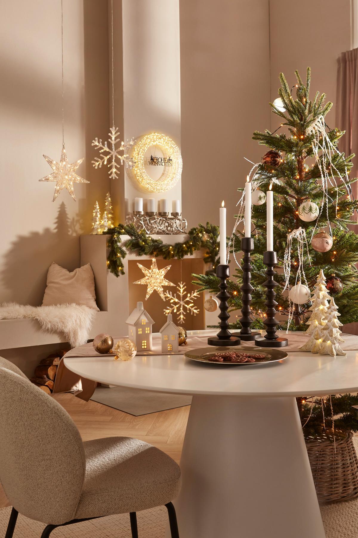 DOM DEKORACYJNY DFX21504 - biały/kolor złoty, Trend, ceramika (8,5/17/7,4cm) - X-Mas