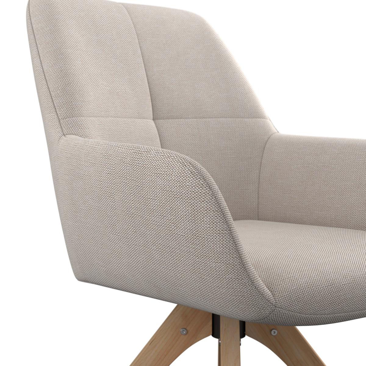 Naslanjač Woody, Bež, Vrtljiv - bež/naravne barve, Trend, tekstil/les (64/83/61cm)