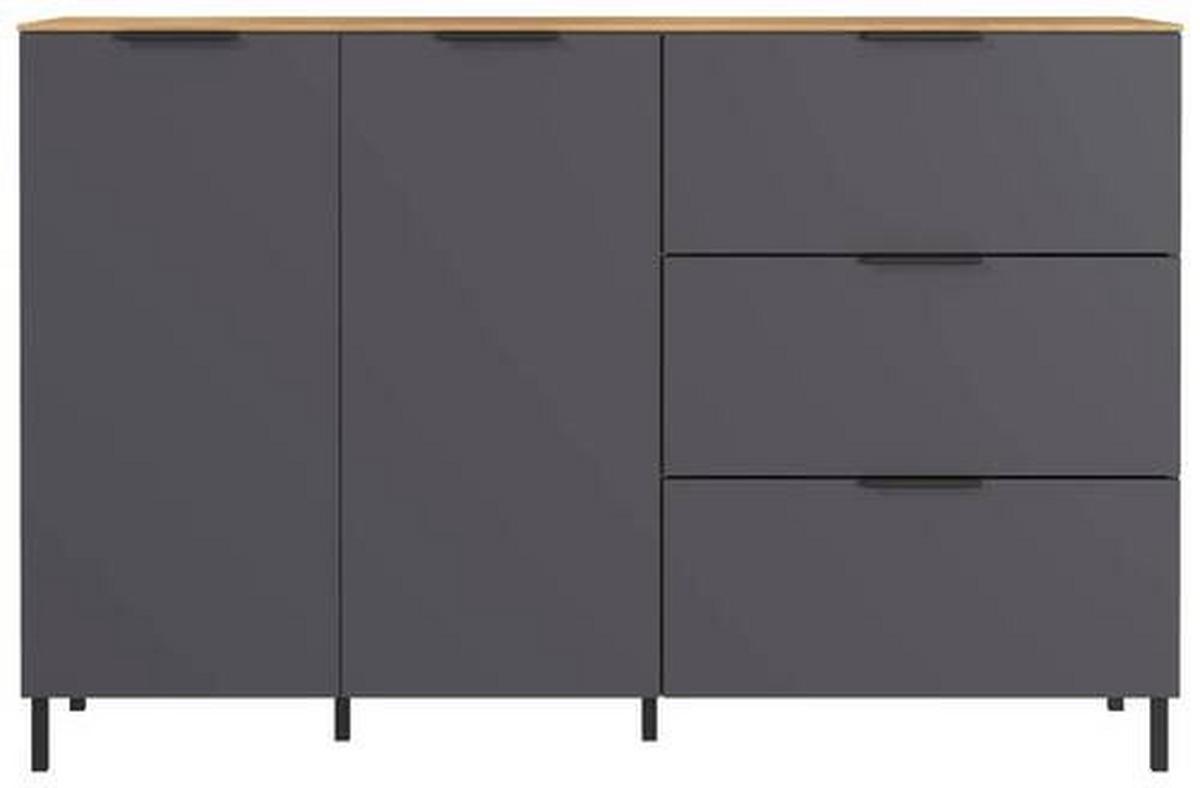 Kommode California in Graphitfarben/Eichefarben - Eichefarben/Graphitfarben, MODERN, Holzwerkstoff/Metall (151/98/40cm) - Premium Living