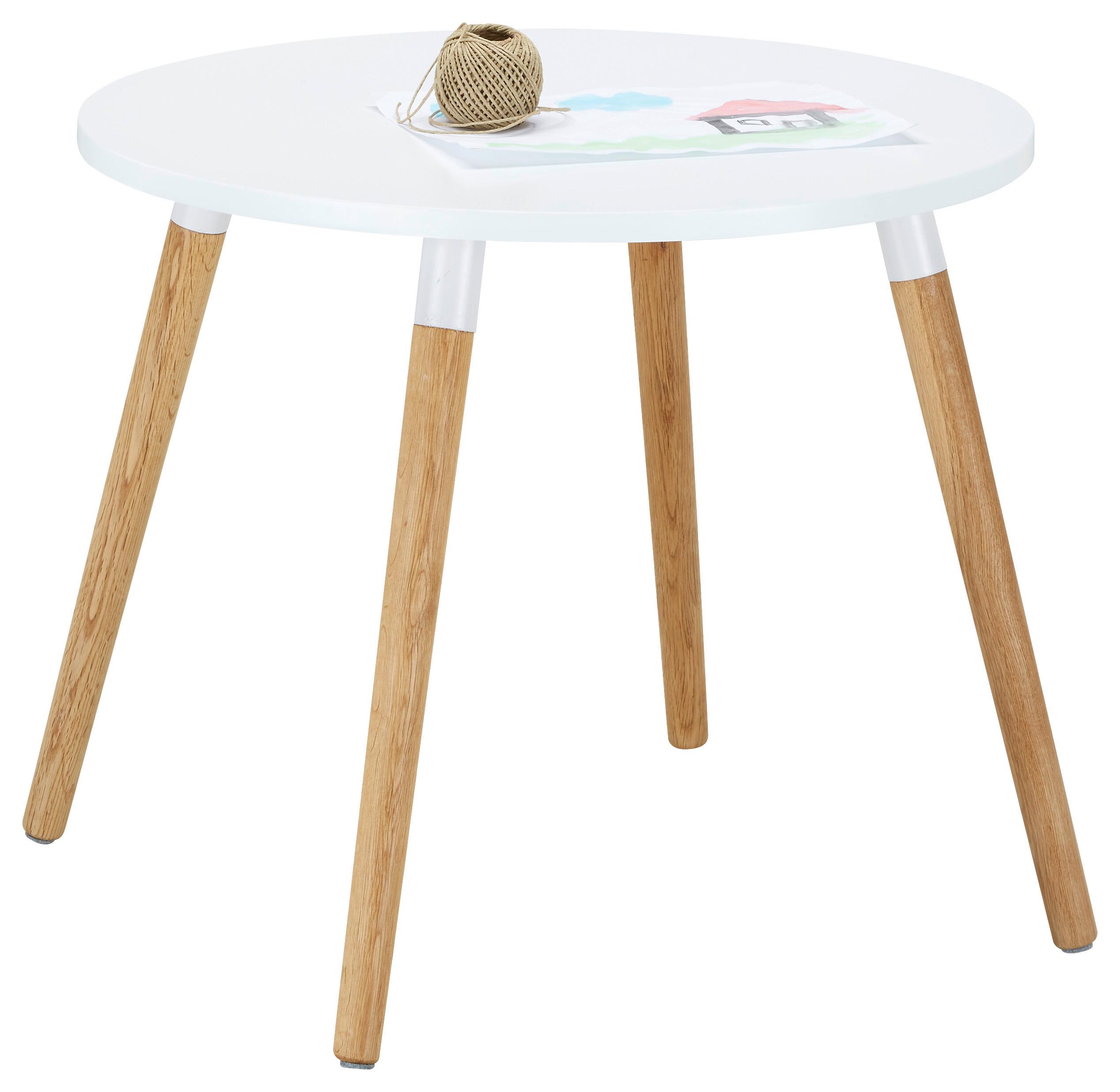 Kindertisch Weiss/naturfarben - Weiss/Eichefarben, Modern, Holz/Holzwerkstoff (60/46/60cm) - Zandiara