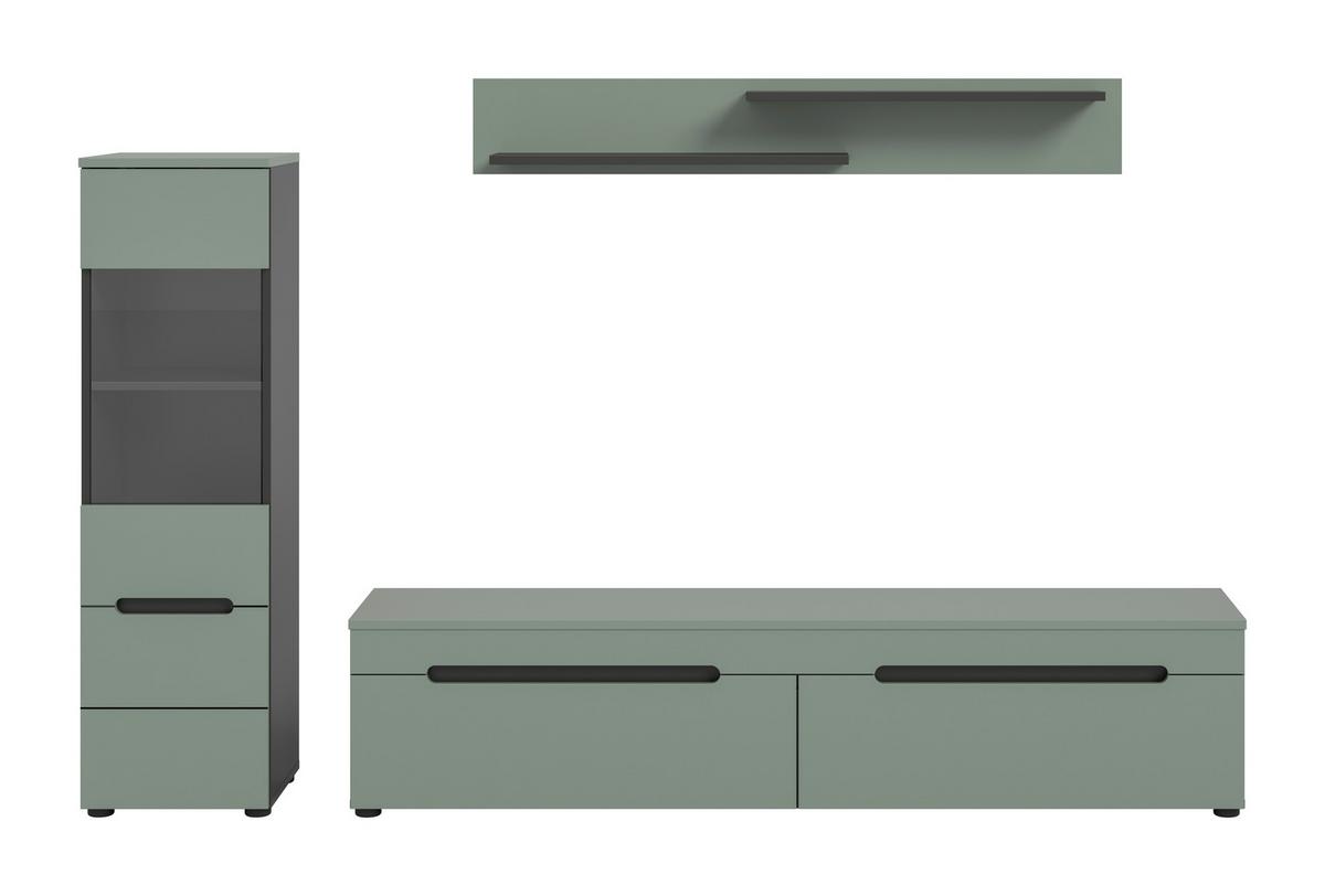 Dnevni Regal Canu, Sivozelena, 3-Delni - črna, Design, umetna masa/leseni material (221/141/33cm) - Livetastic