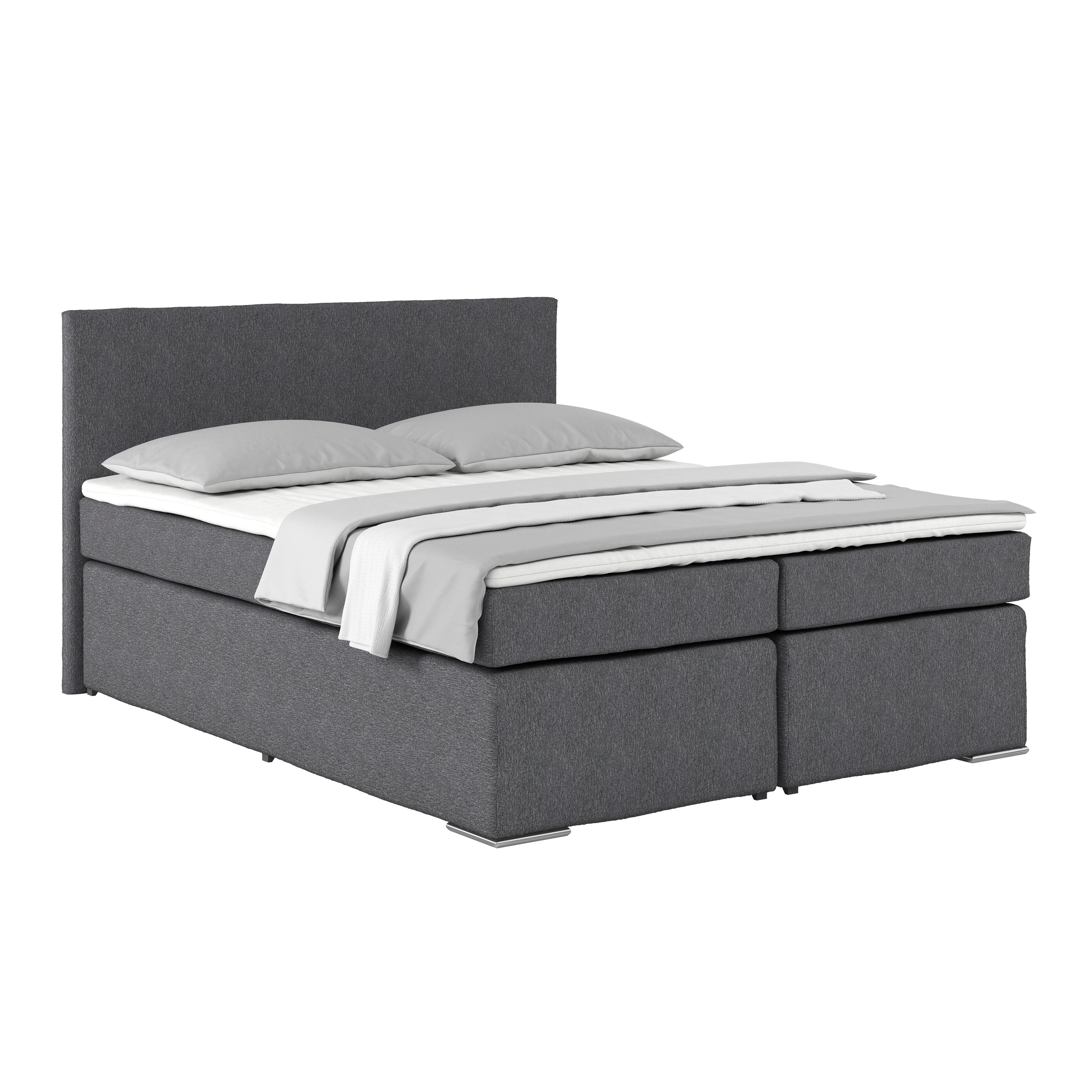 Boxspring Krevet Nero - siva/boje kroma, Konvencionalno, tekstil/metal (160/200cm) - Best Price